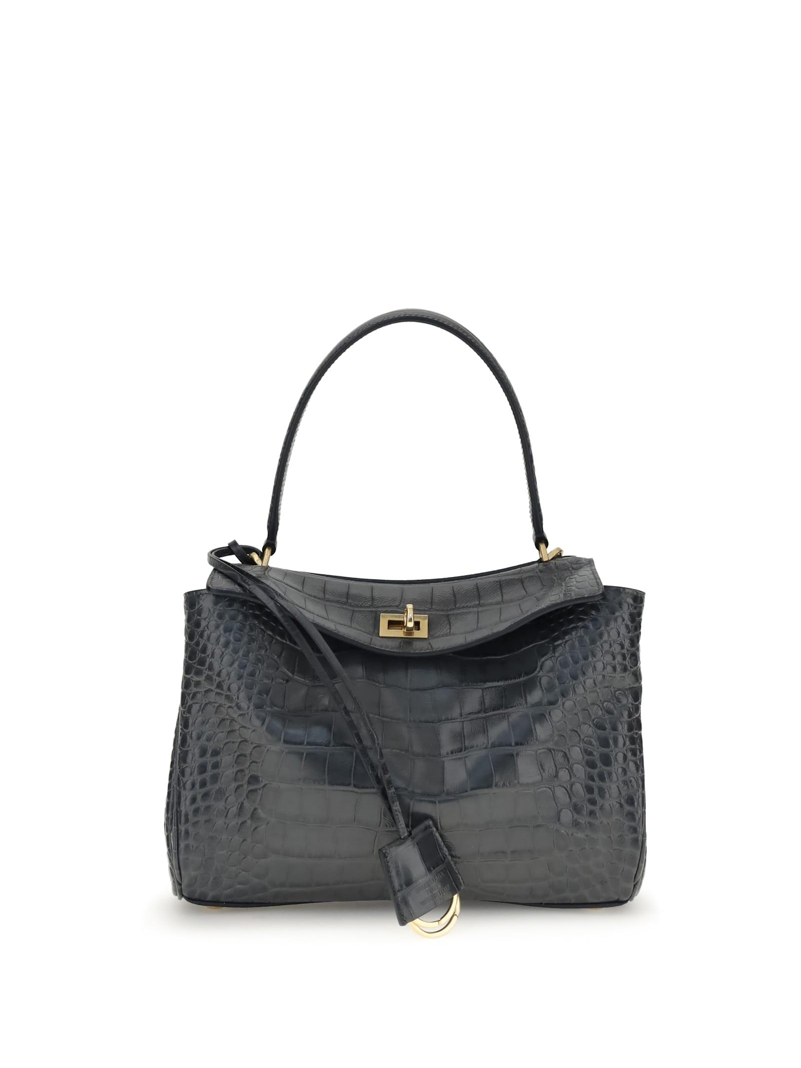 balenciaga rodeo shoulder bag in crocodile-print leather