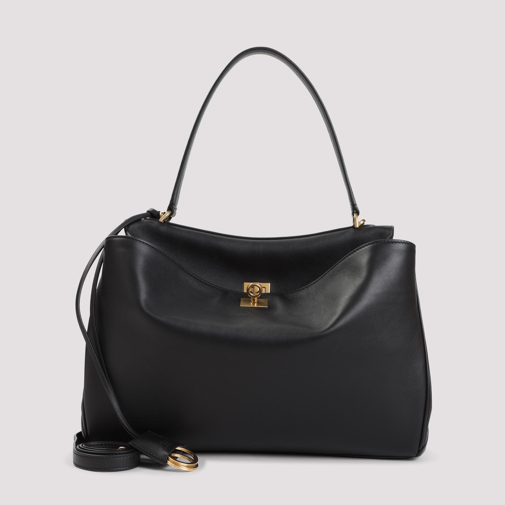 balenciaga rodeo top handle m black calf leather bag - women
