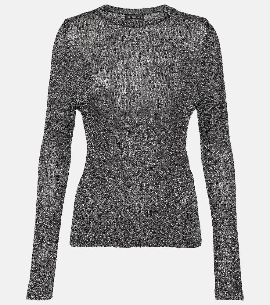 balenciaga sequined metallic knit sweater