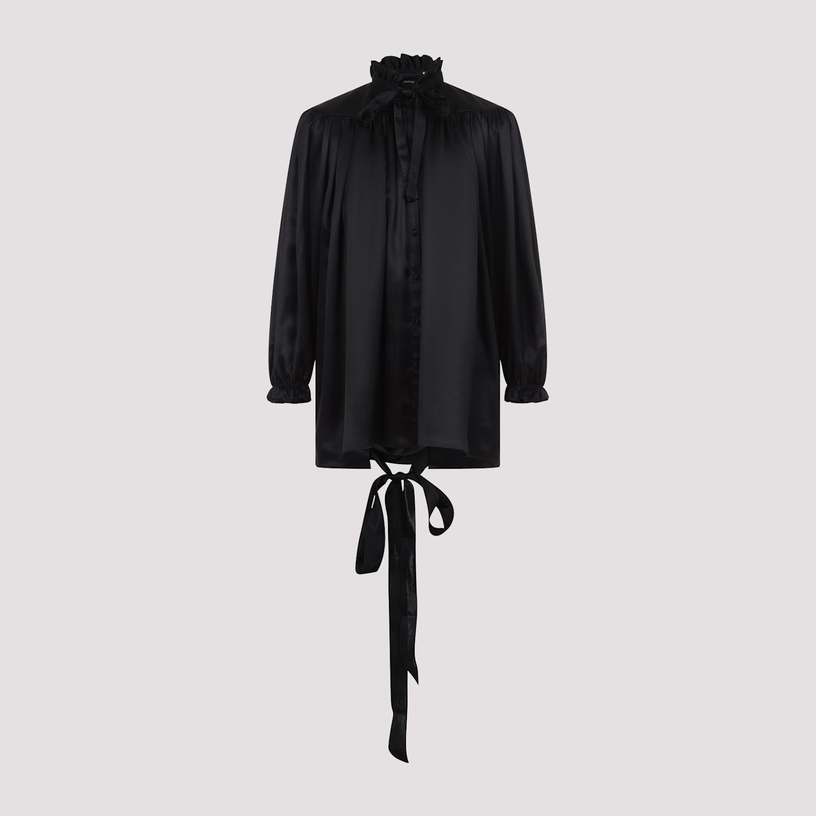 balenciaga silk blouse with decorative tie at neckline