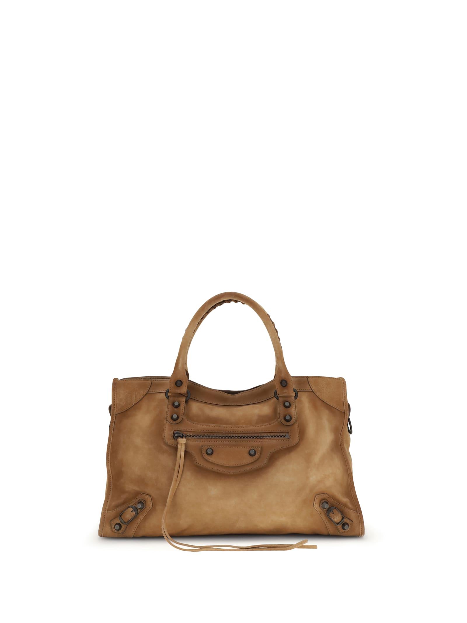 balenciaga suede le city medium handbag