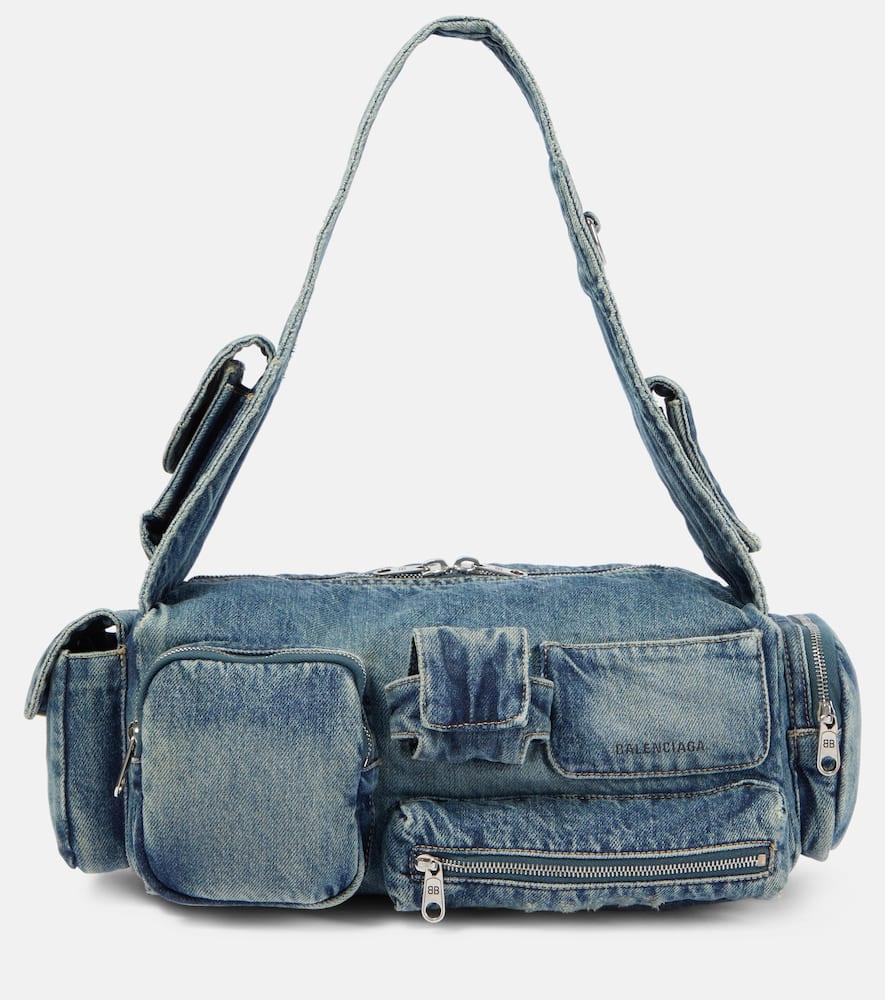 balenciaga superbusy small denim crossbody bag