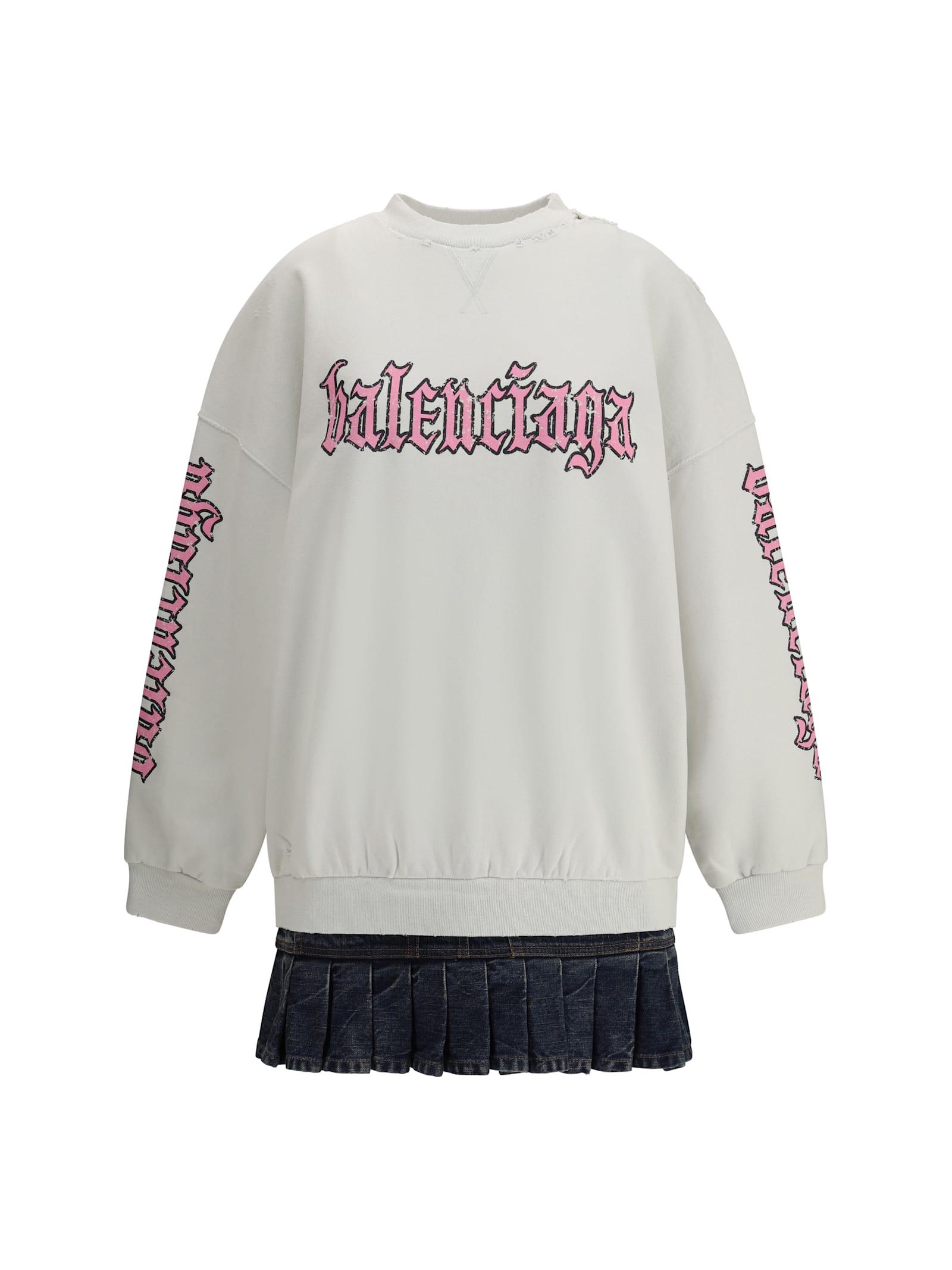 balenciaga sweatshirt dress with logo