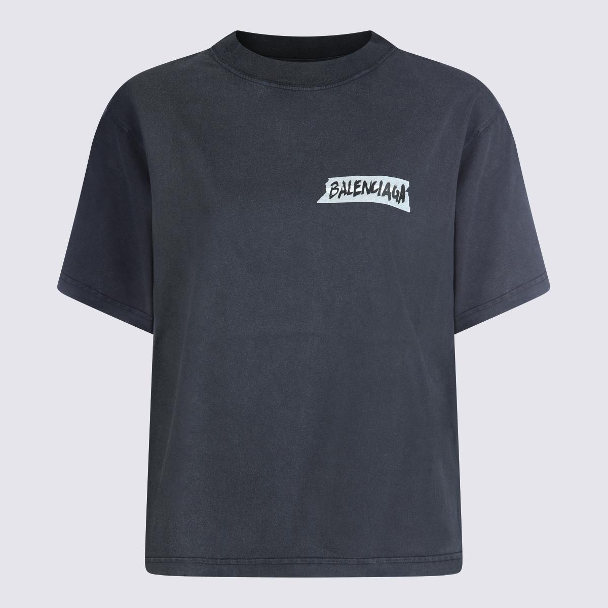 balenciaga t-shirts and polos washed black _100 % co - women