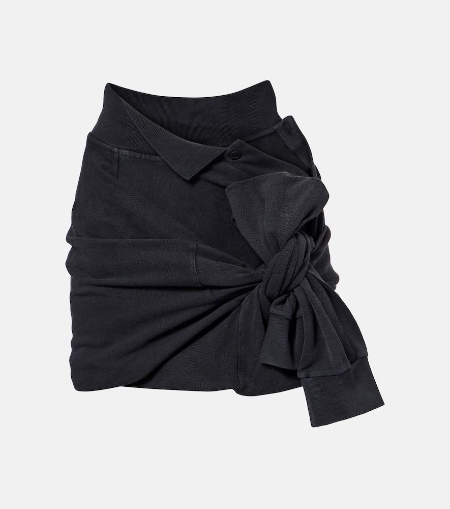 balenciaga trompe l'ail cotton piqué miniskirt