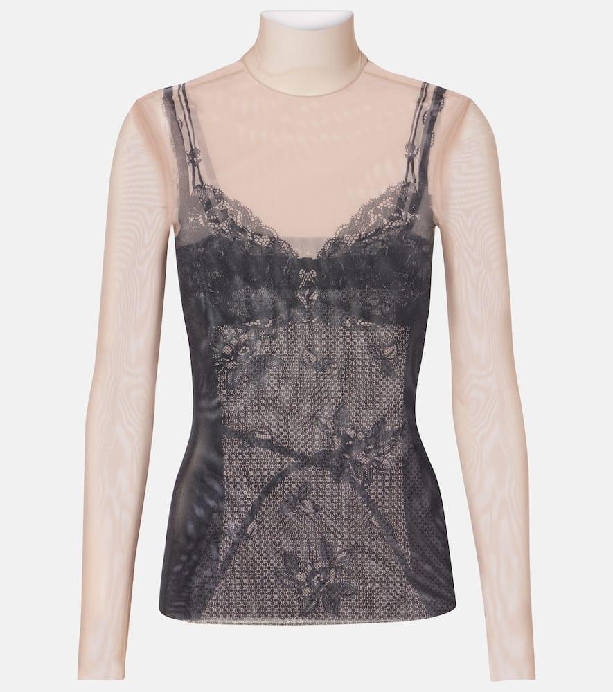 balenciaga trompe l'ail lace top