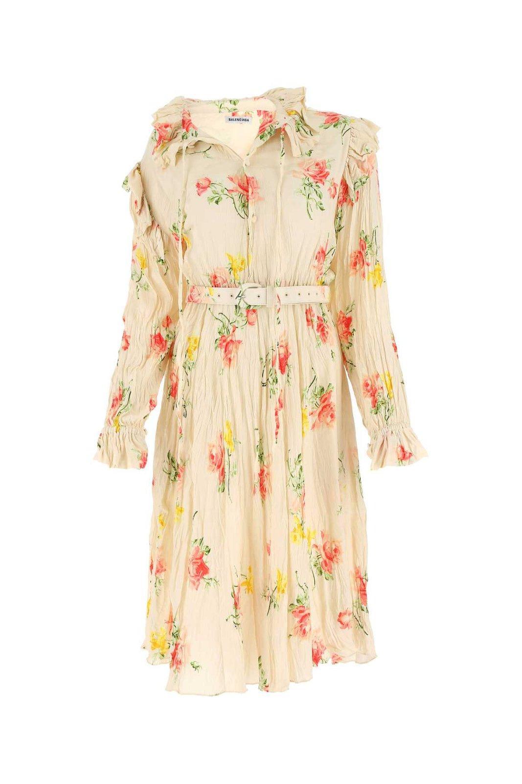 balenciaga vintage flower offshoulder dress