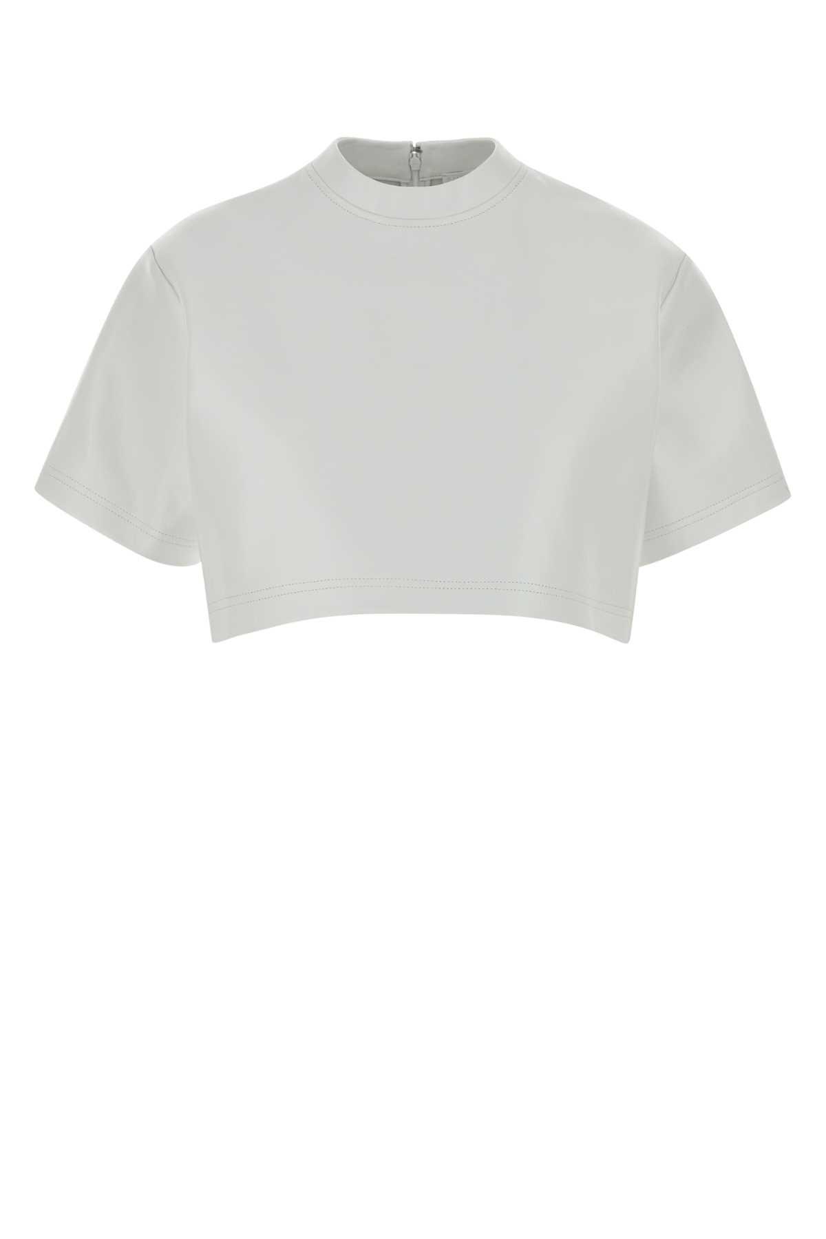 balenciaga white leather crop-top