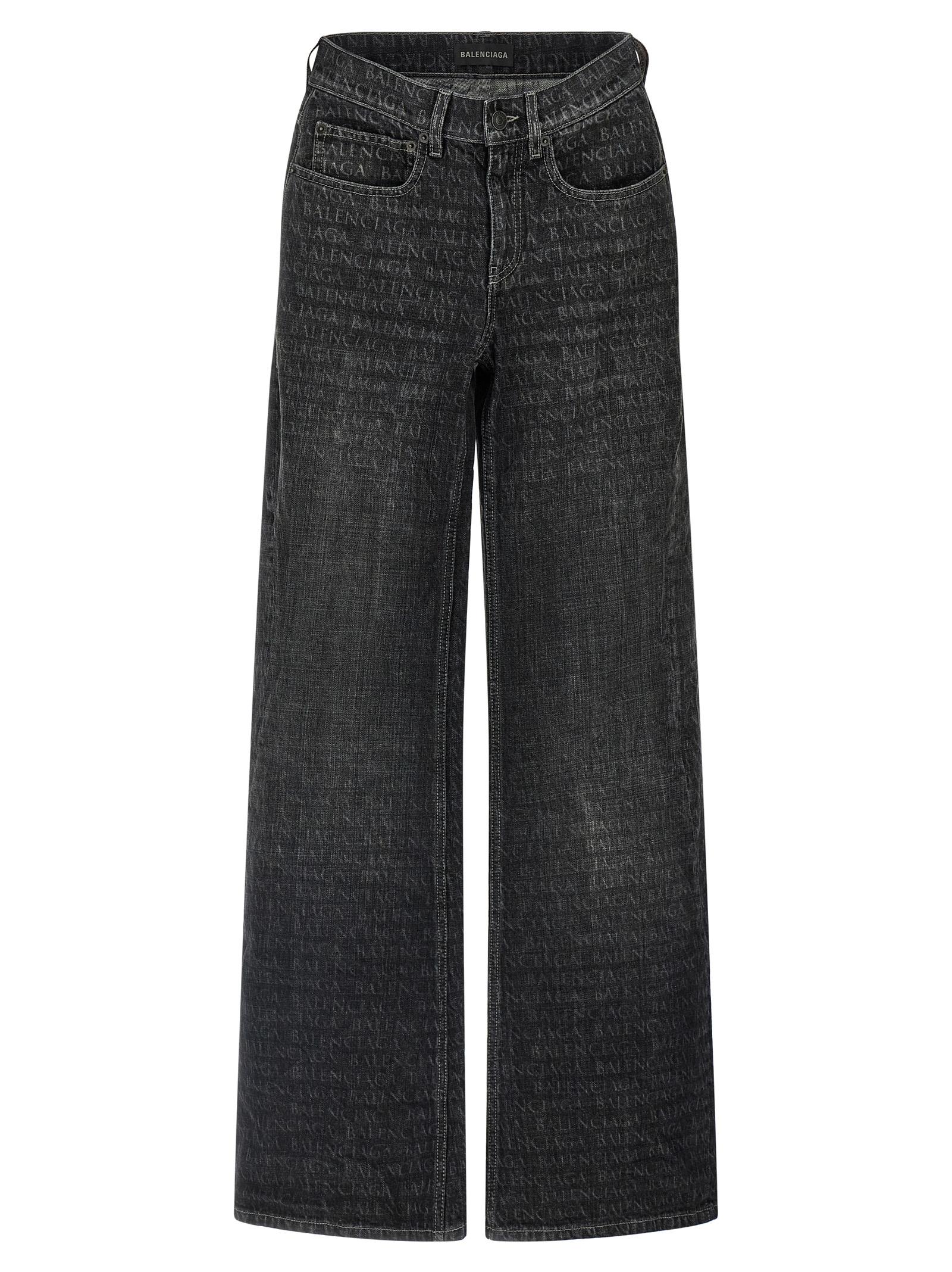balenciaga wide leg jeans black cotton - women