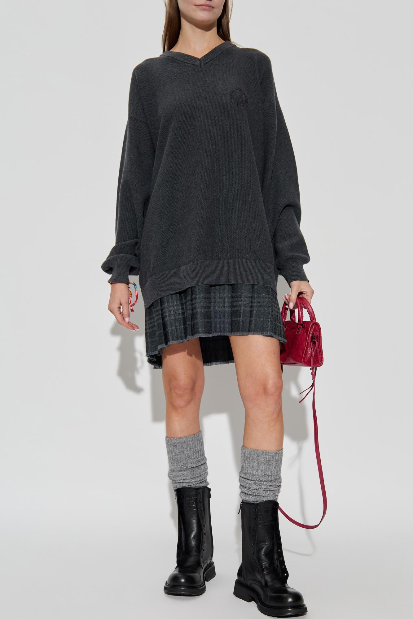 balenciaga wool dress with pleated skirt