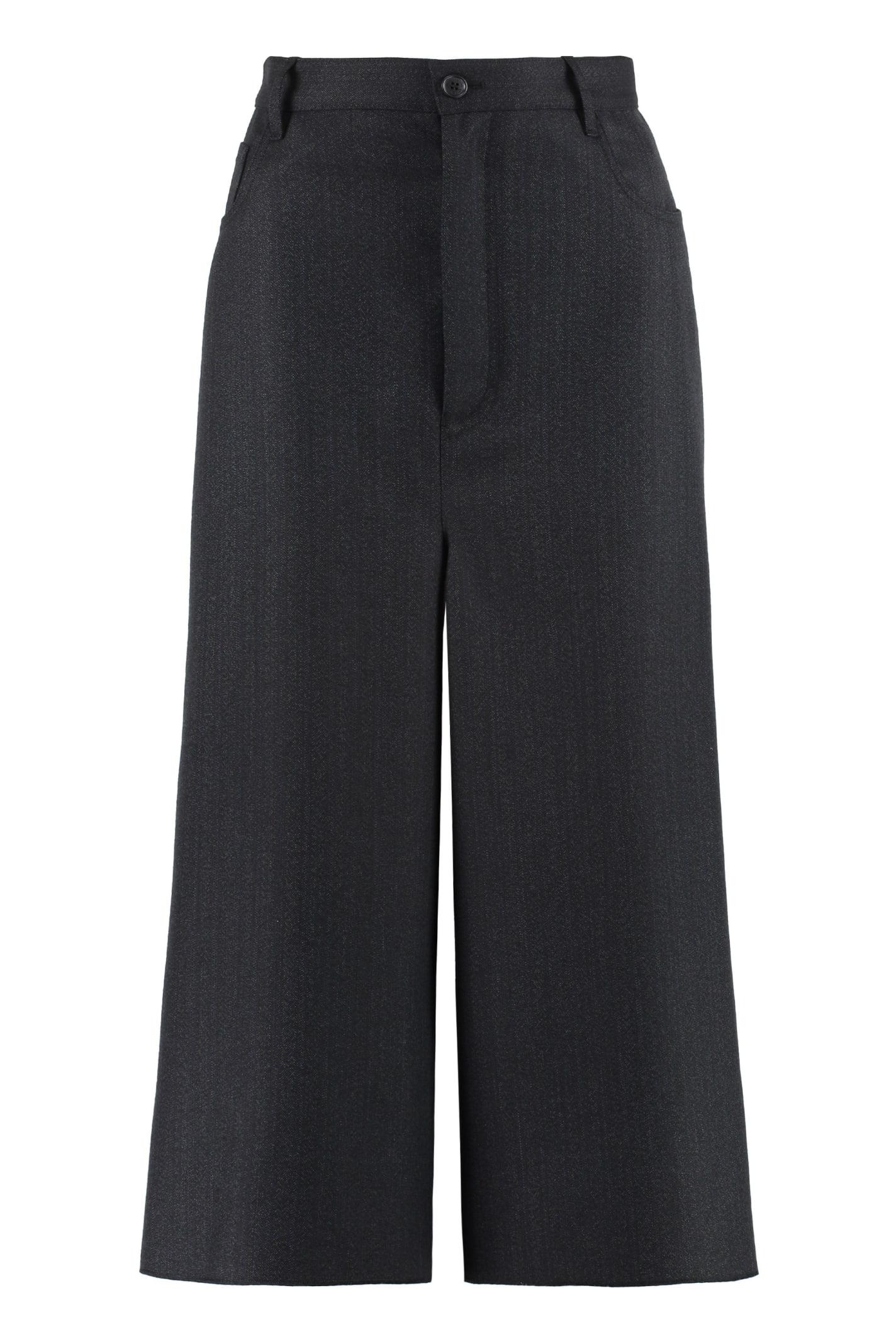balenciaga wool wide-leg trousers