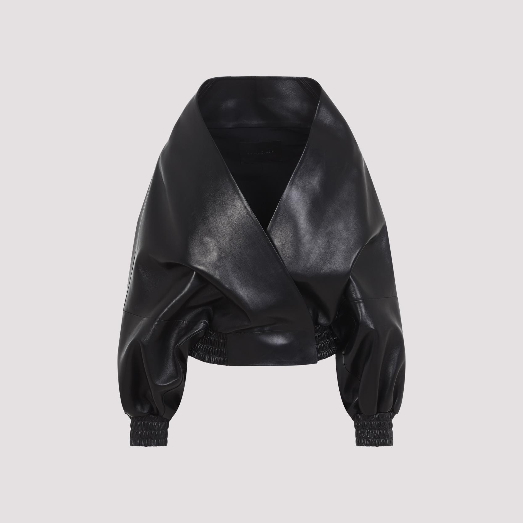 balenciaga wrap jacket black lamb leather - women