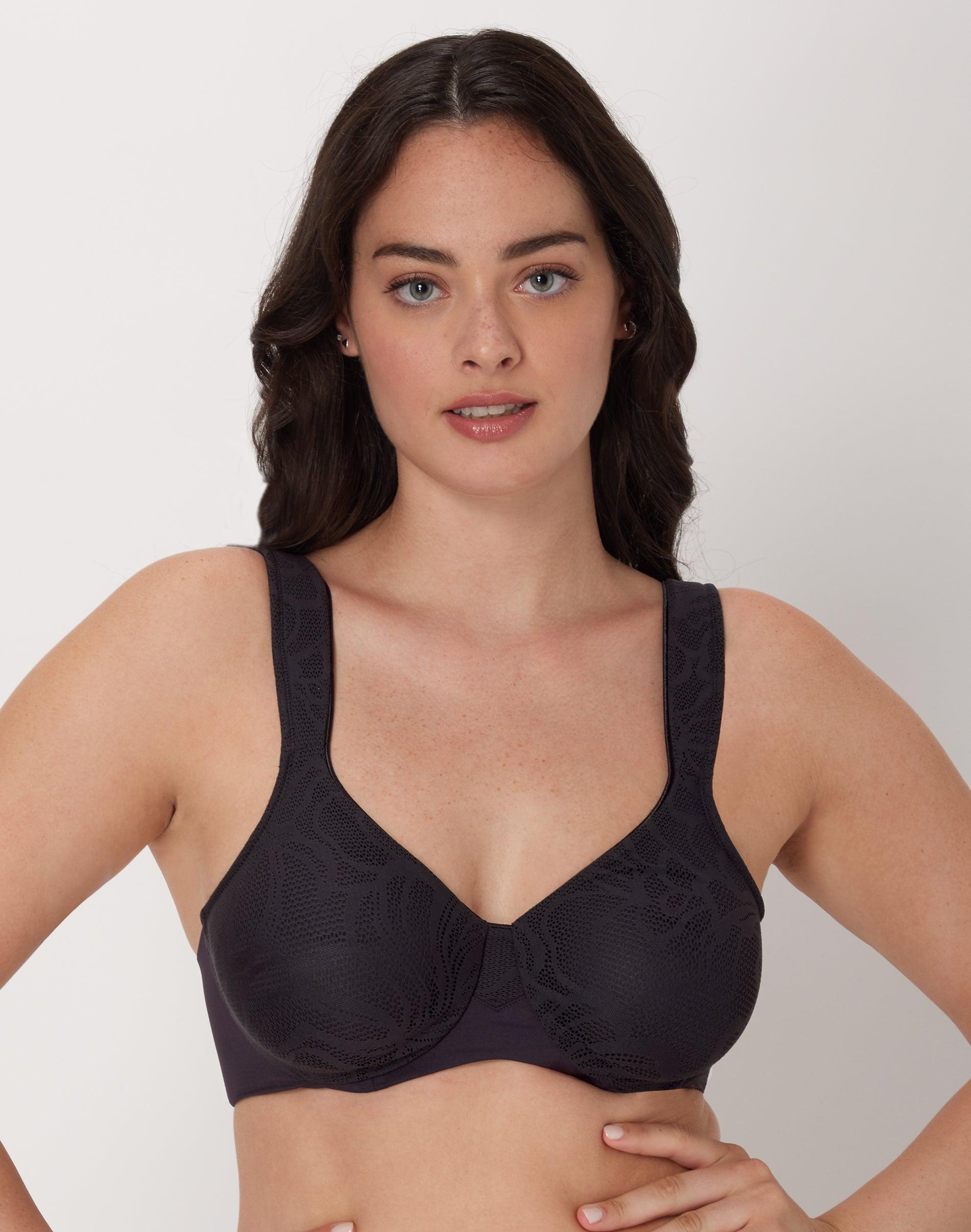 bali's coolest smoothing underwire minimizer bra black lace 36ddd