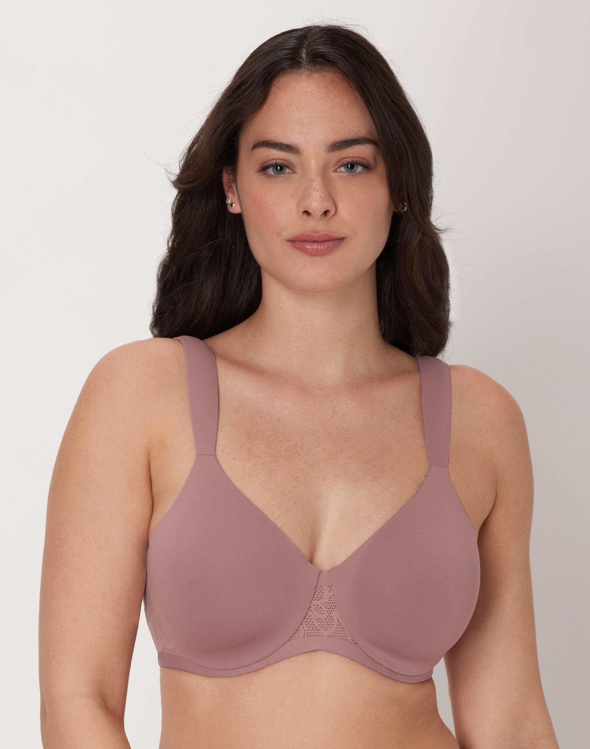 bali's coolest smoothing underwire t-shirt bra smokey purple mauve 36c