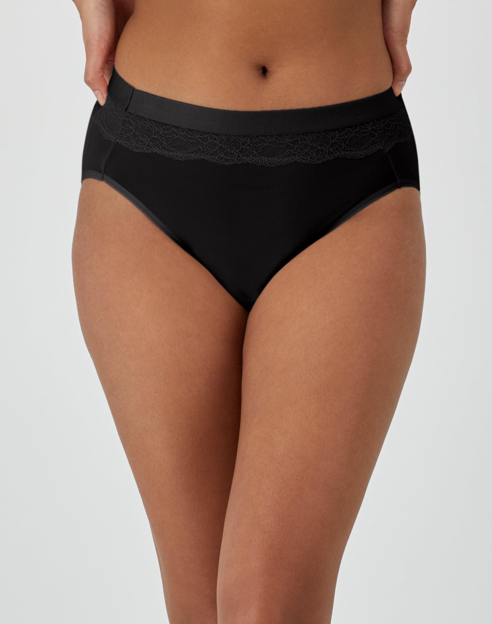 bali beautifully confident light leak & period protection hi cut panty black 6 women's