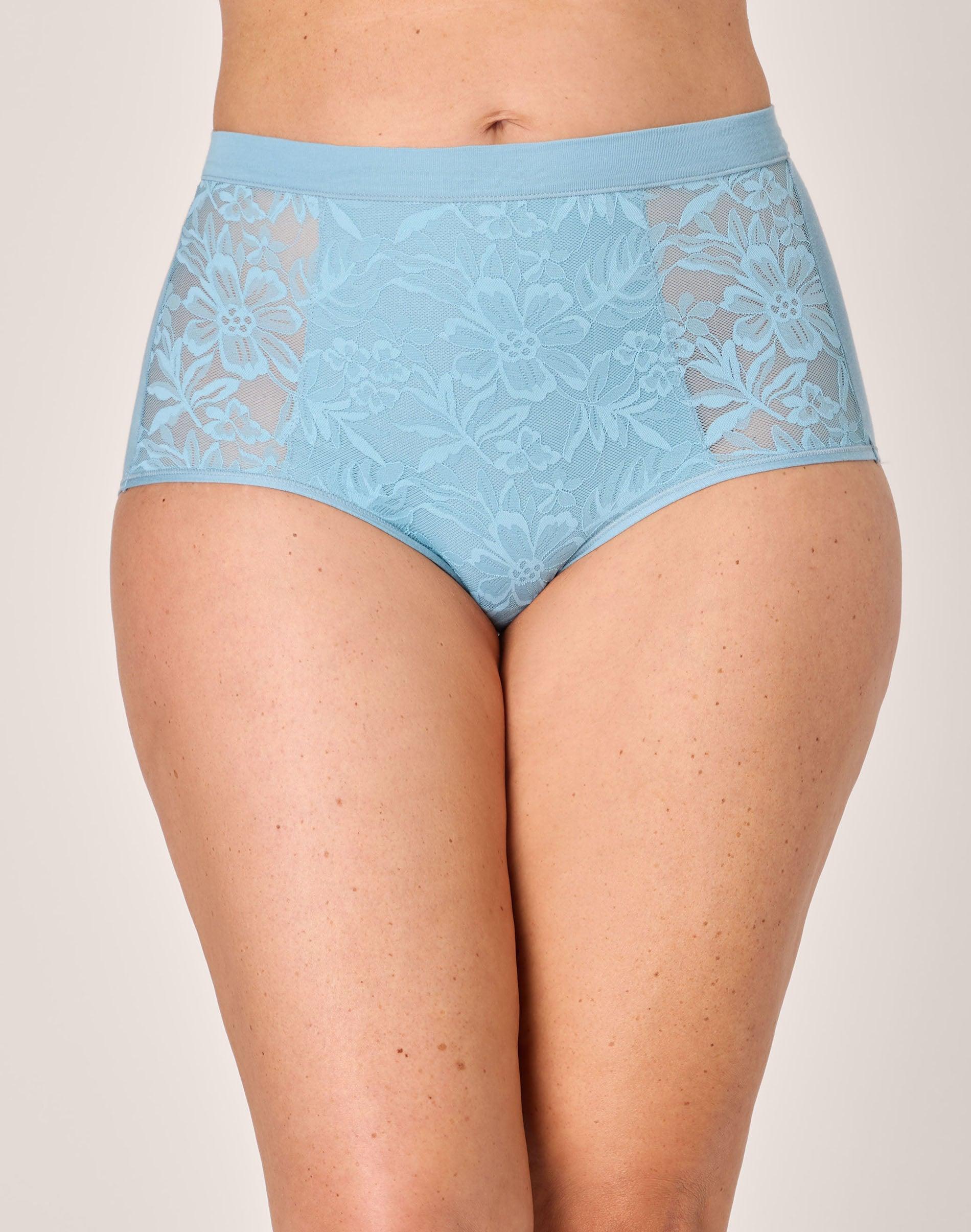 bali breathe cotton modal lace high rise brief cornflower teal s women's