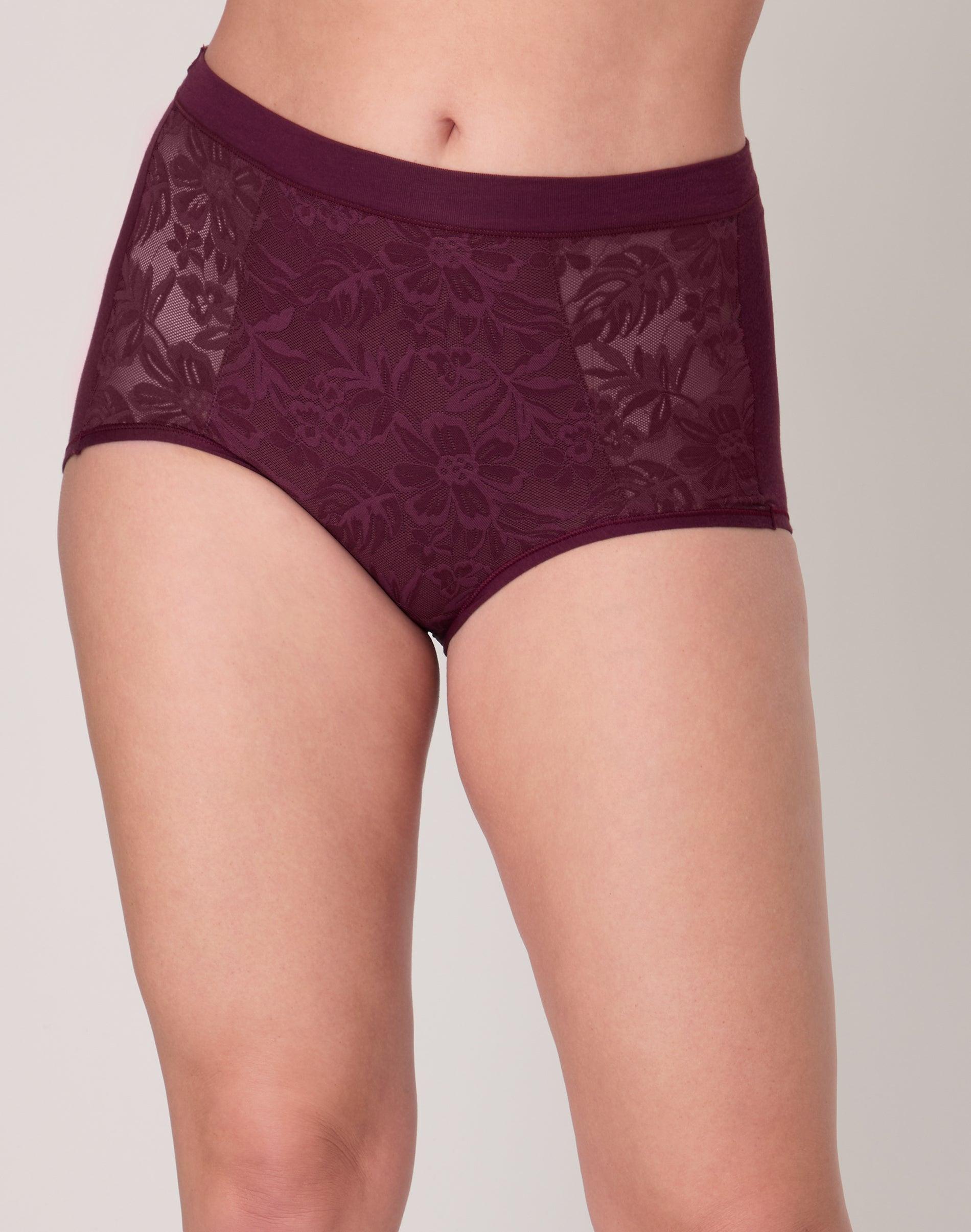 bali breathe cotton modal lace high rise brief midnight rouge s women's