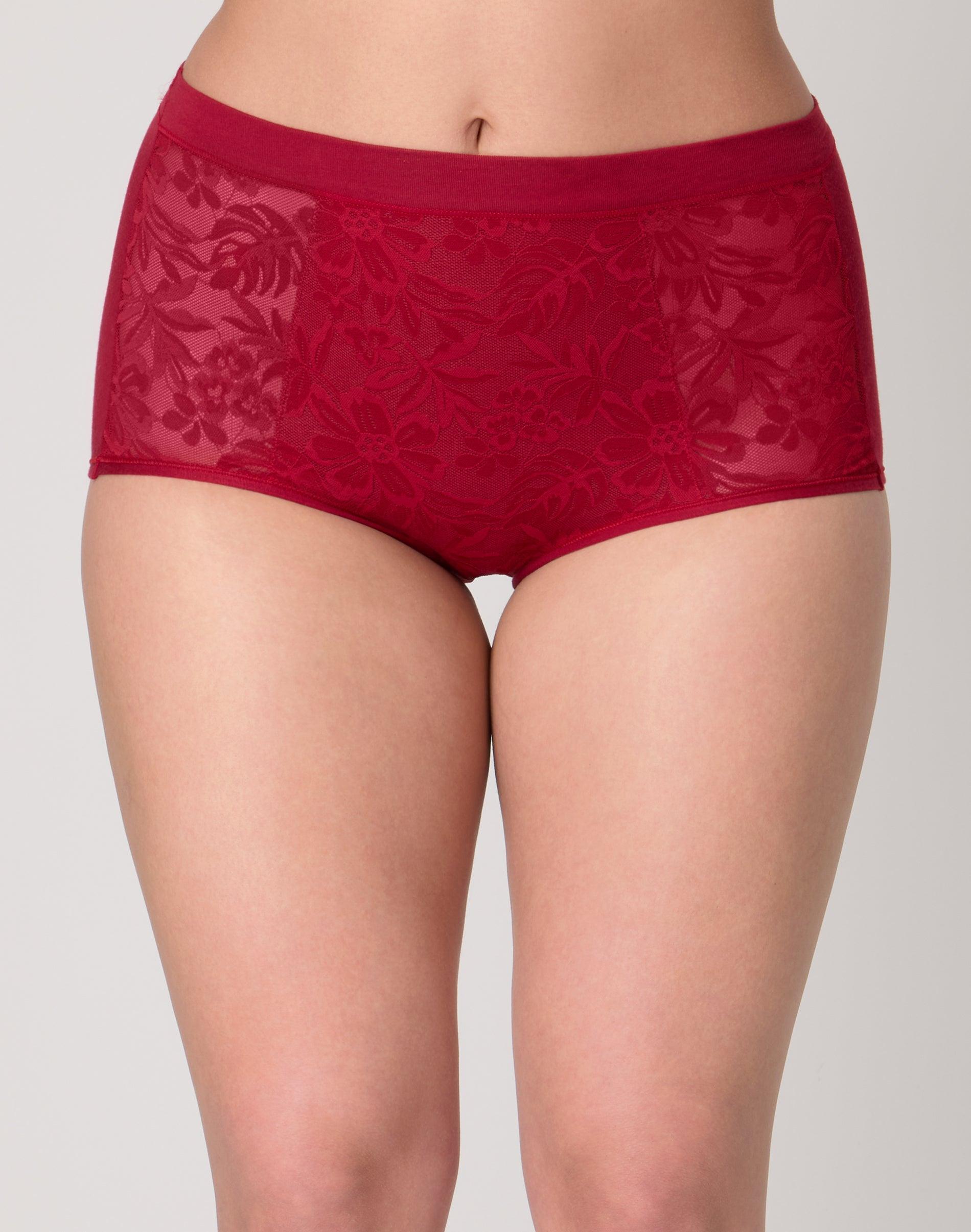 bali breathe cotton modal lace high rise brief rosy red s women's