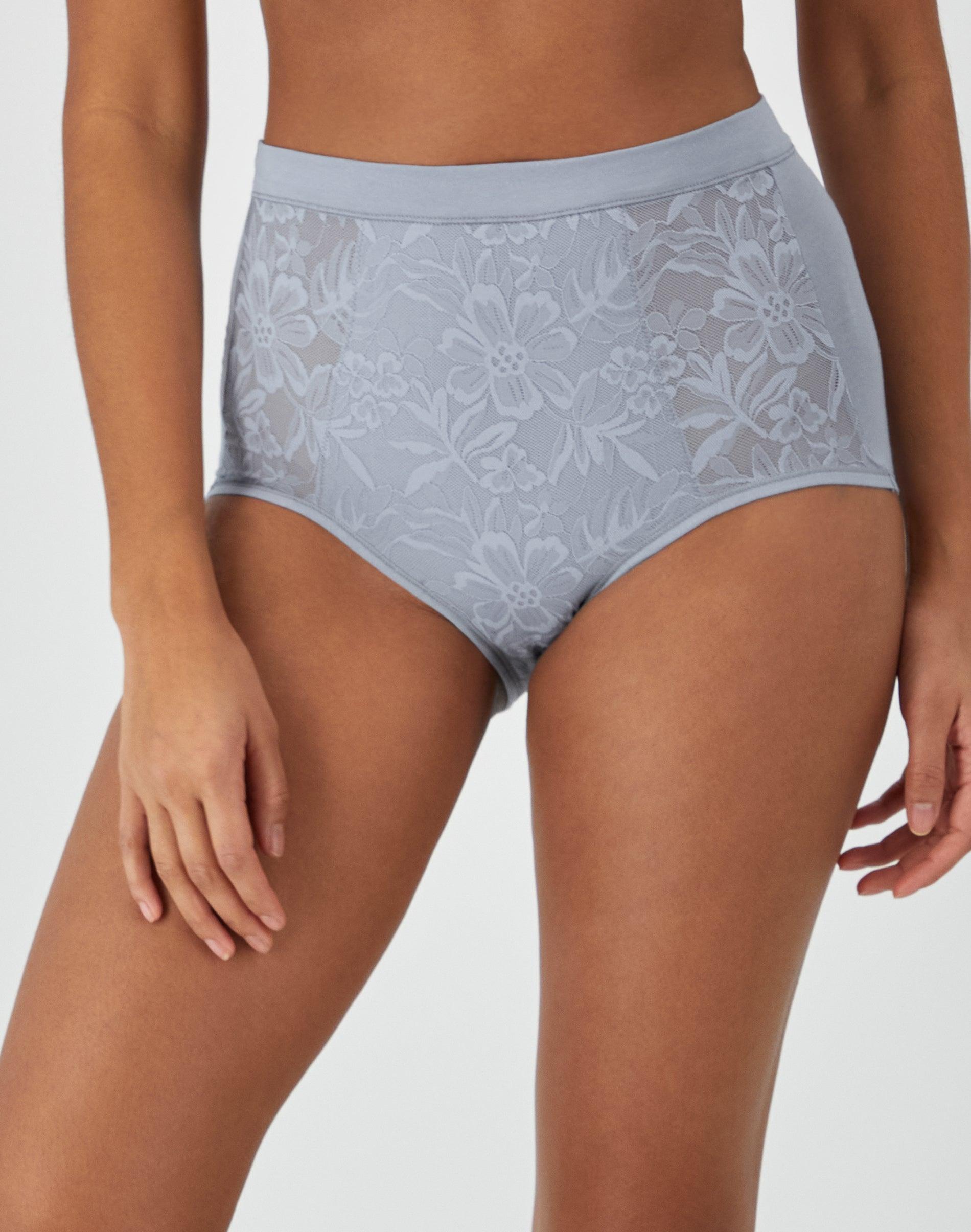 bali breathe cotton modal lace high rise brief satin silver s women's