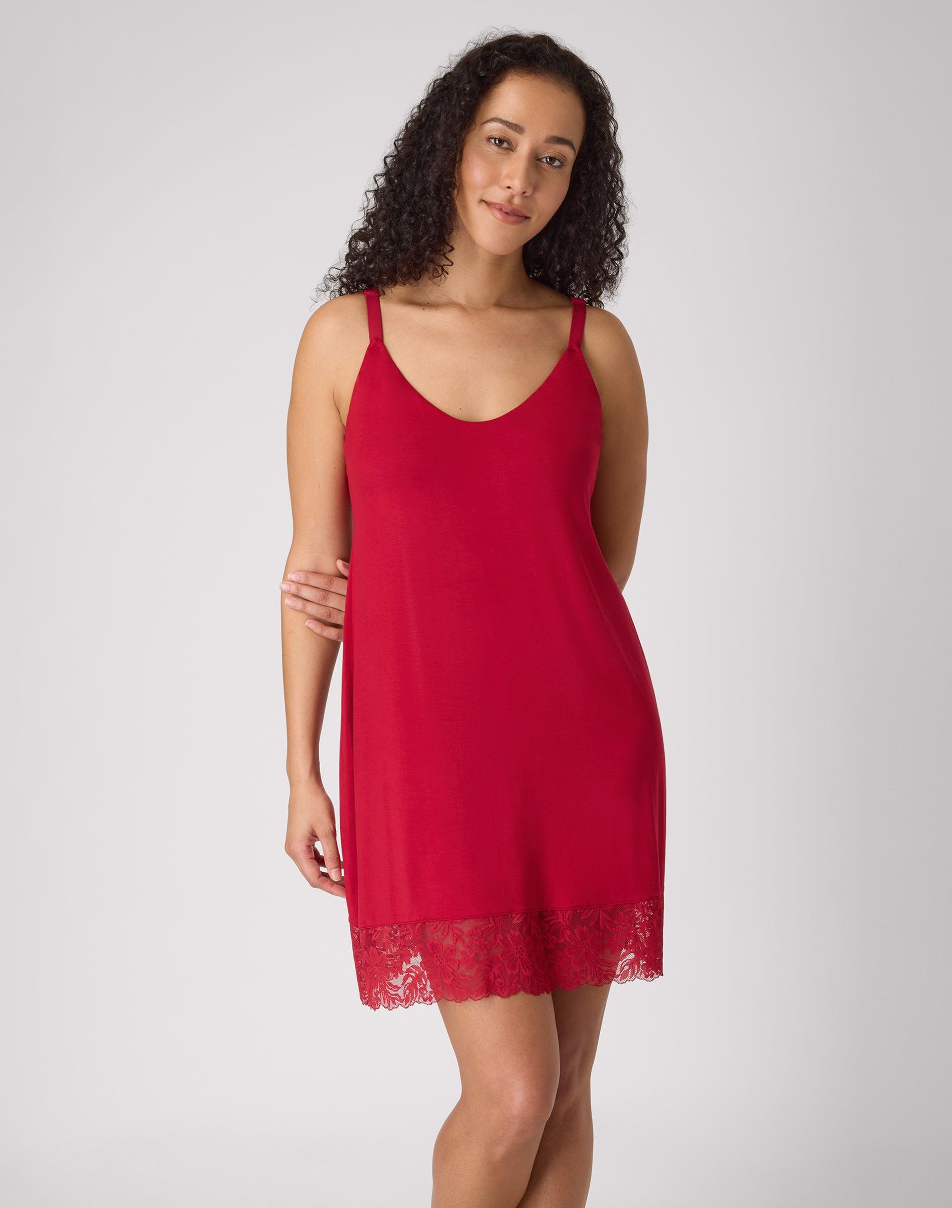 bali breathe nightgown chemise, lace trim rosy red s women's