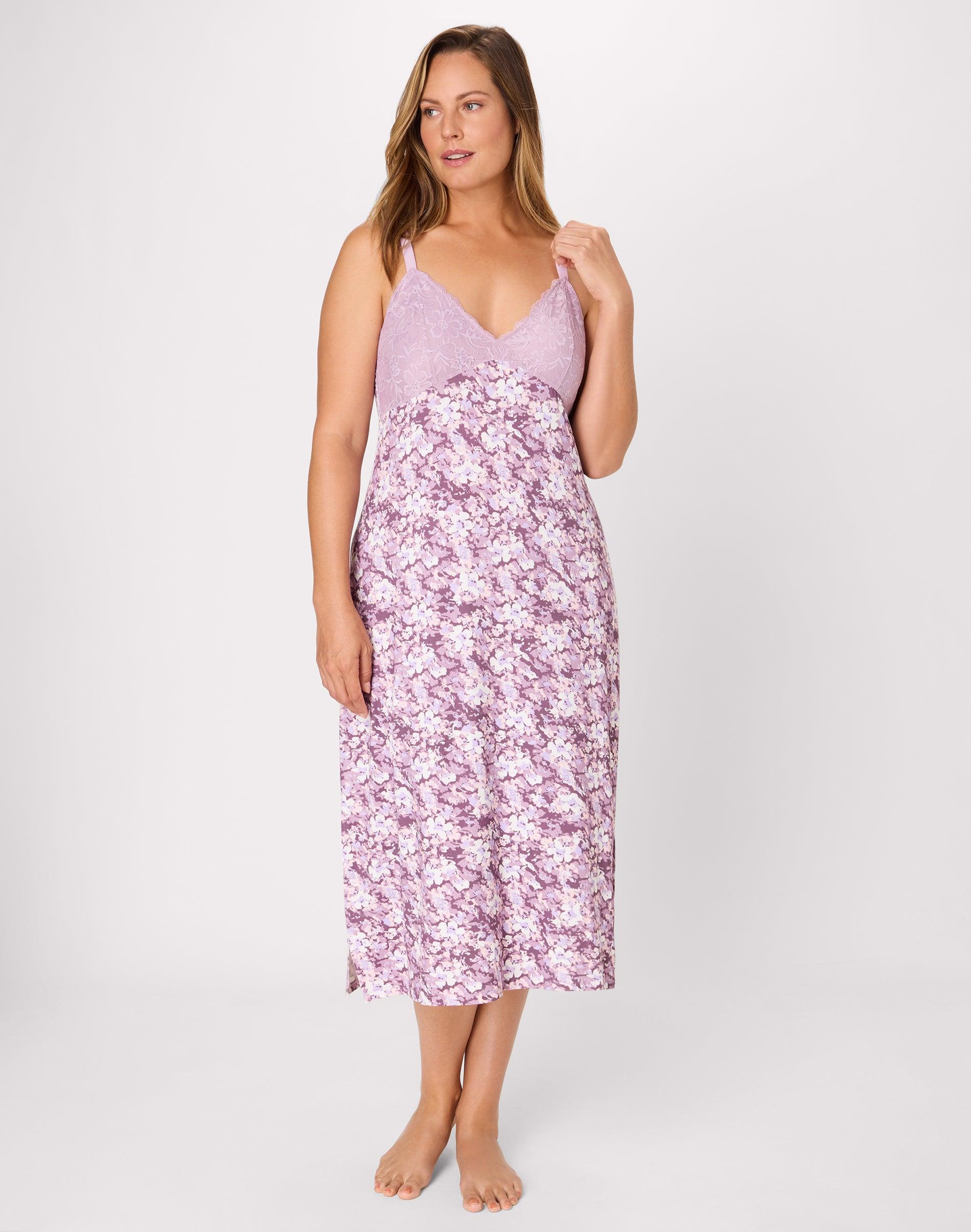 bali breathe sleepwear gown currant purple garden flor prt s women's