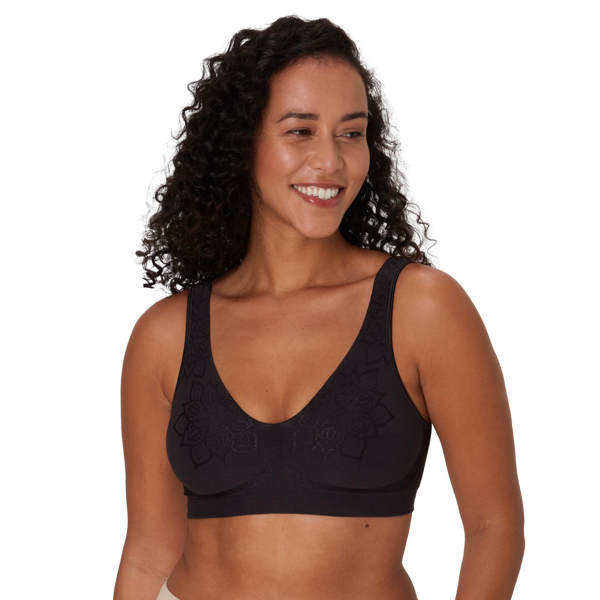 bali comfort revolution comfortflex fit seamless 2-ply wireless bra black aztec s