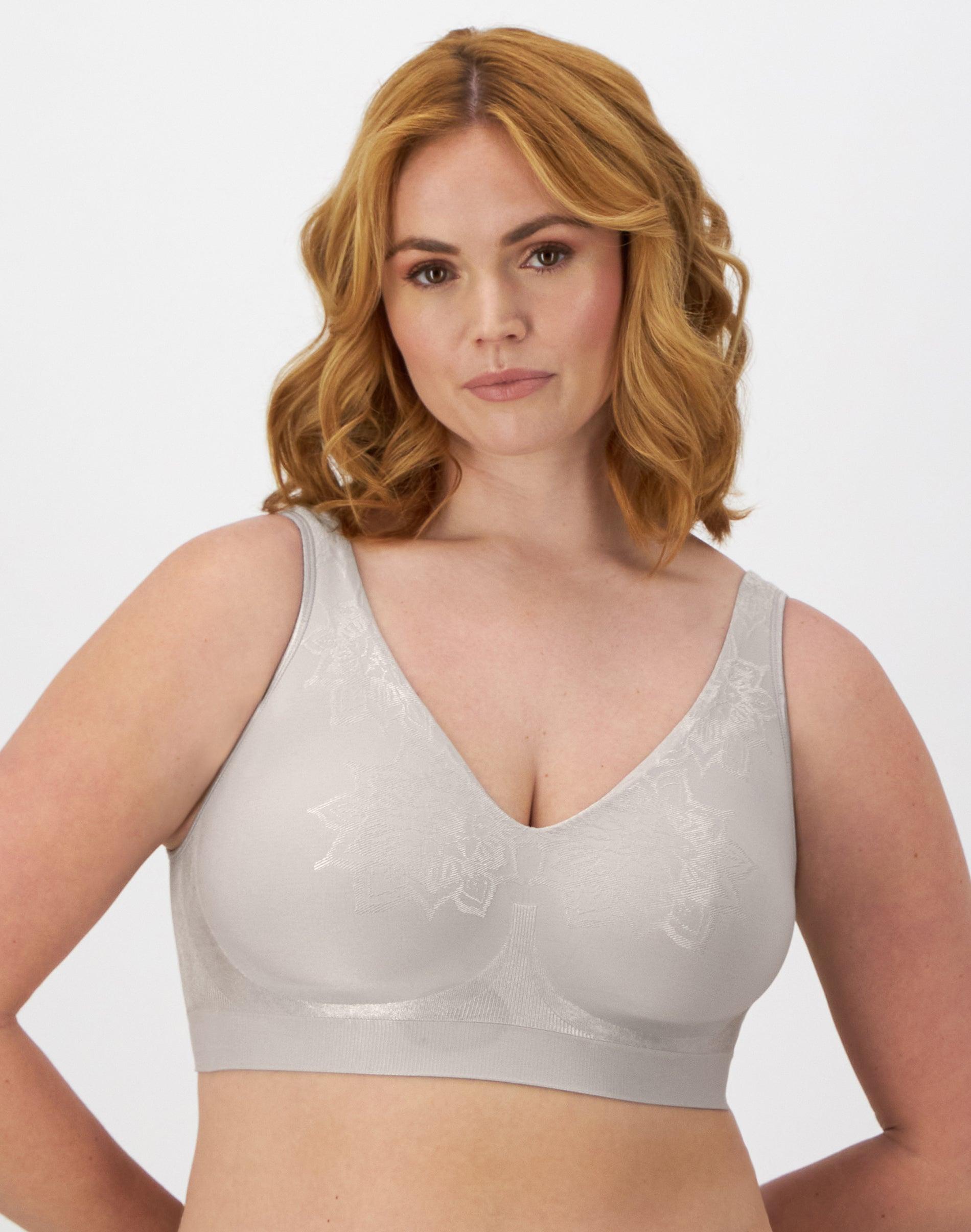 bali comfort revolution comfortflex fit seamless 2-ply wireless bra crystal grey aztec s