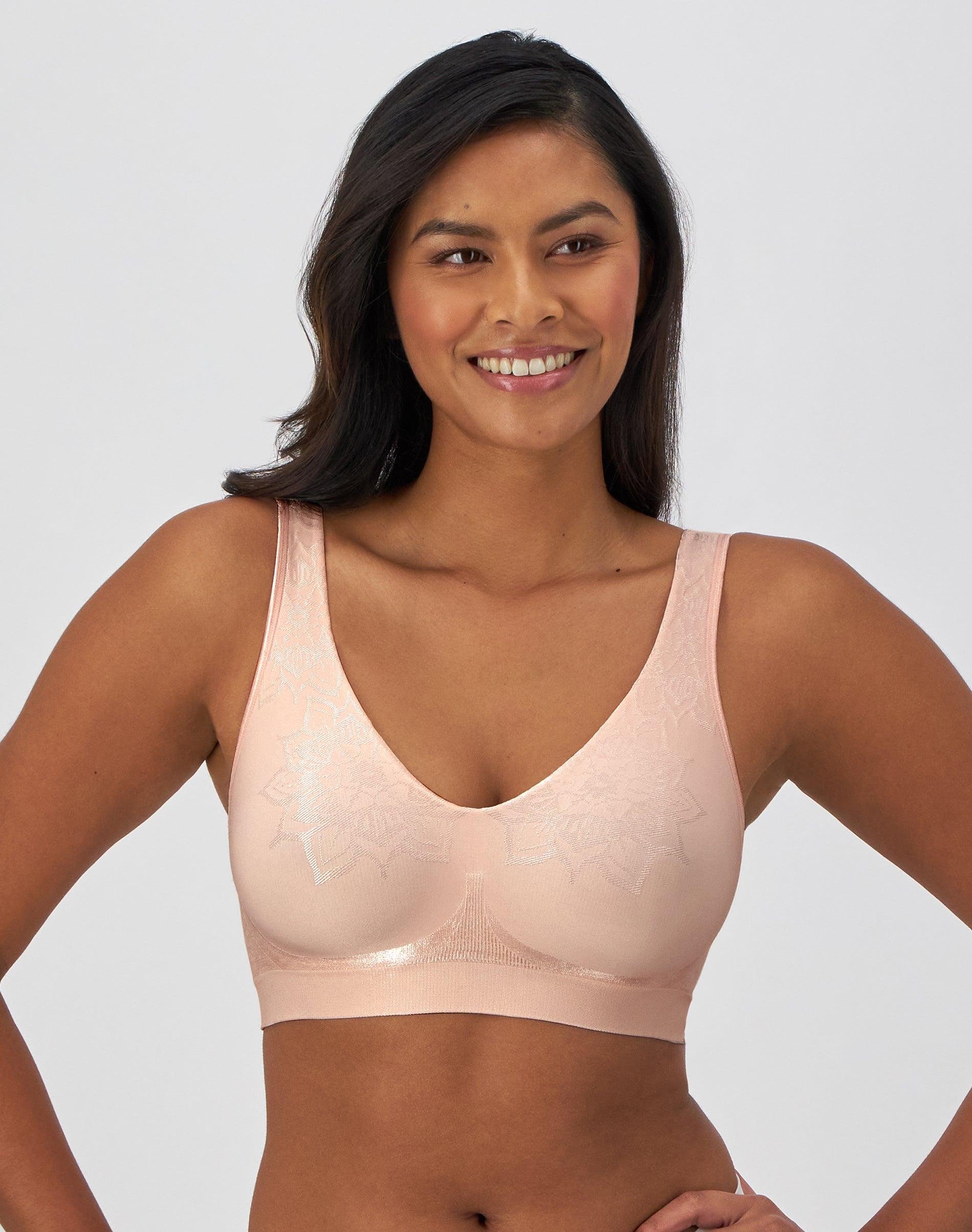 bali comfort revolution comfortflex fit seamless 2-ply wireless bra light buff aztec m