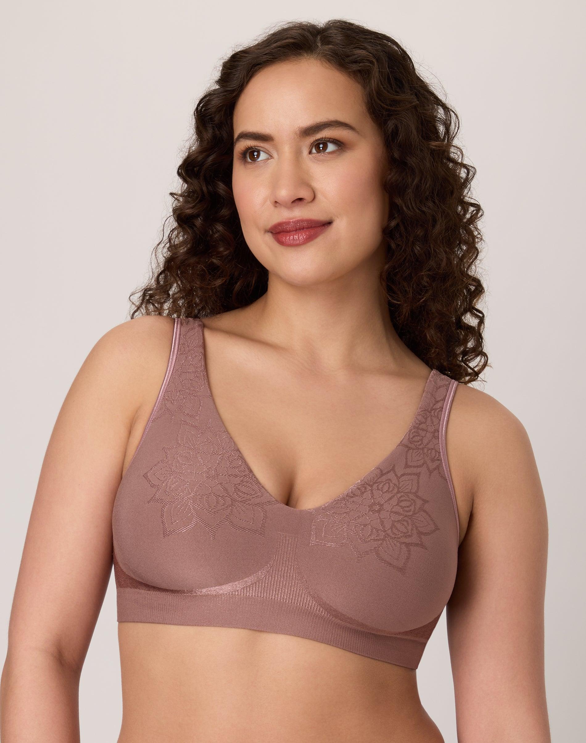 bali comfort revolution comfortflex fit seamless 2-ply wireless bra mocha velvet aztec m