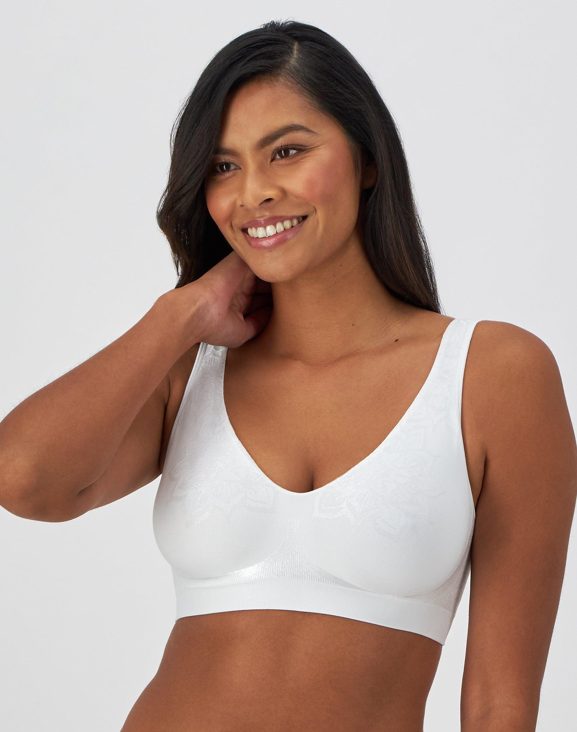bali comfort revolution comfortflex fit seamless 2-ply wireless bra white aztec s