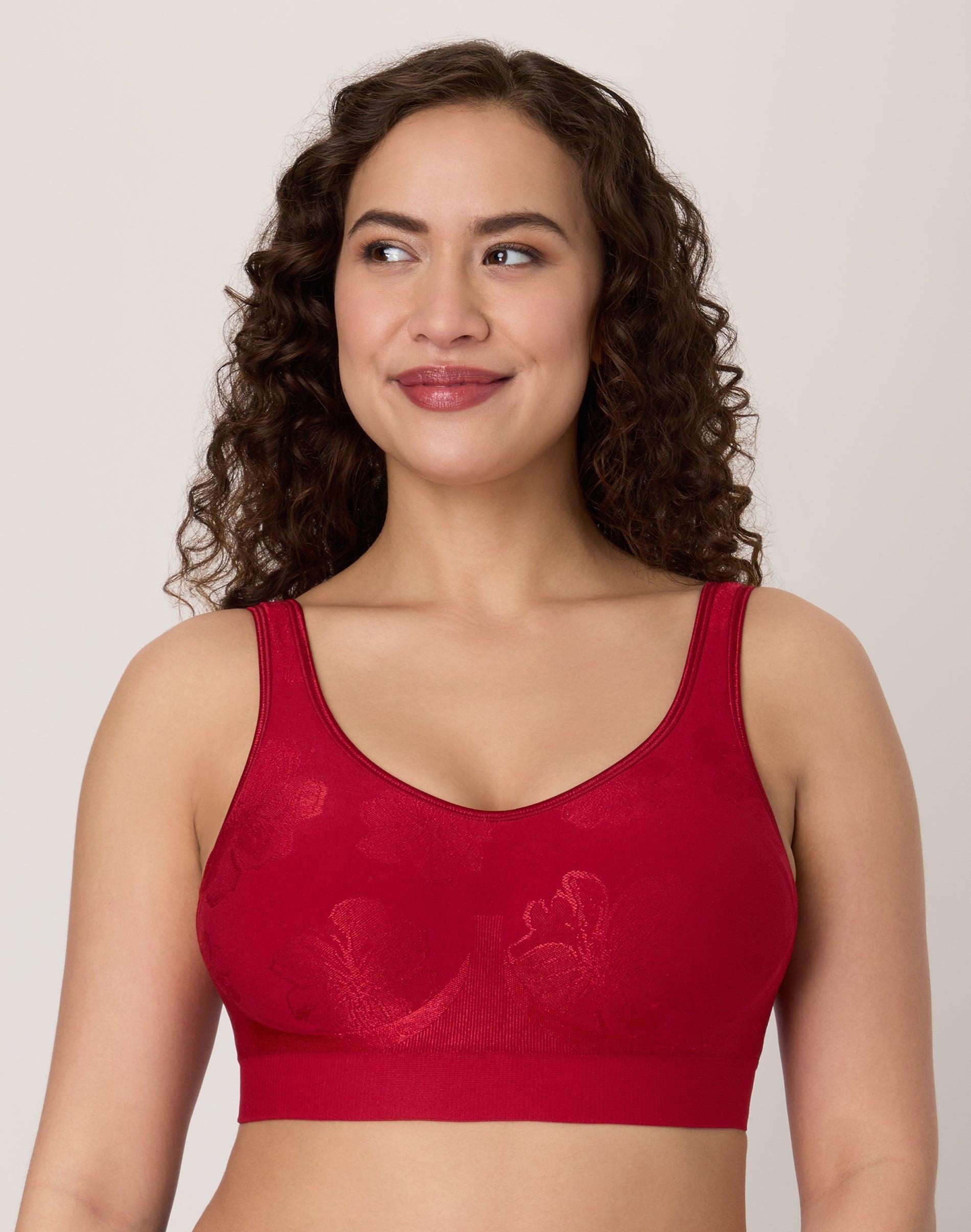 bali comfort revolution comfortflex fit shaping wireless bra rosy red tropic m