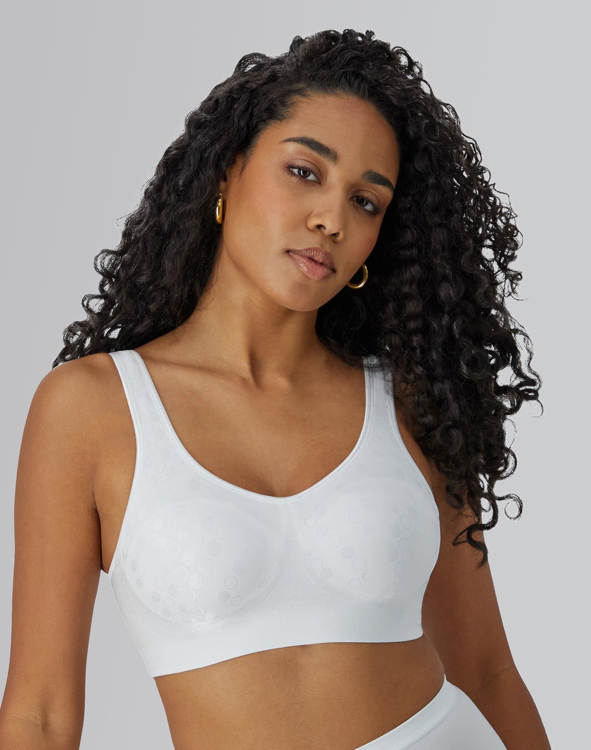 bali comfort revolution comfortflex fit shaping wireless bra white dot s
