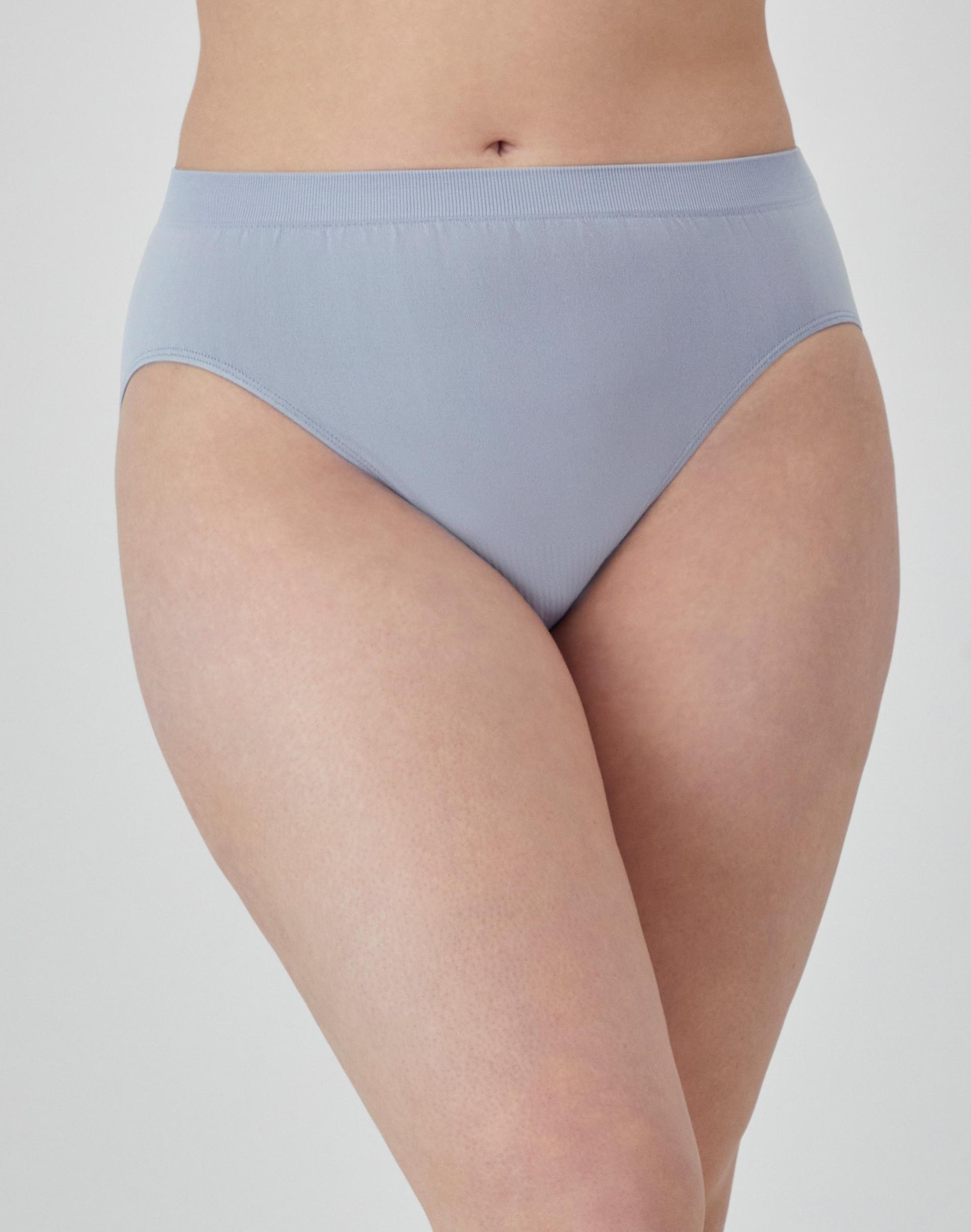 bali comfort revolution hi cut brief silver satin 6/7 women's