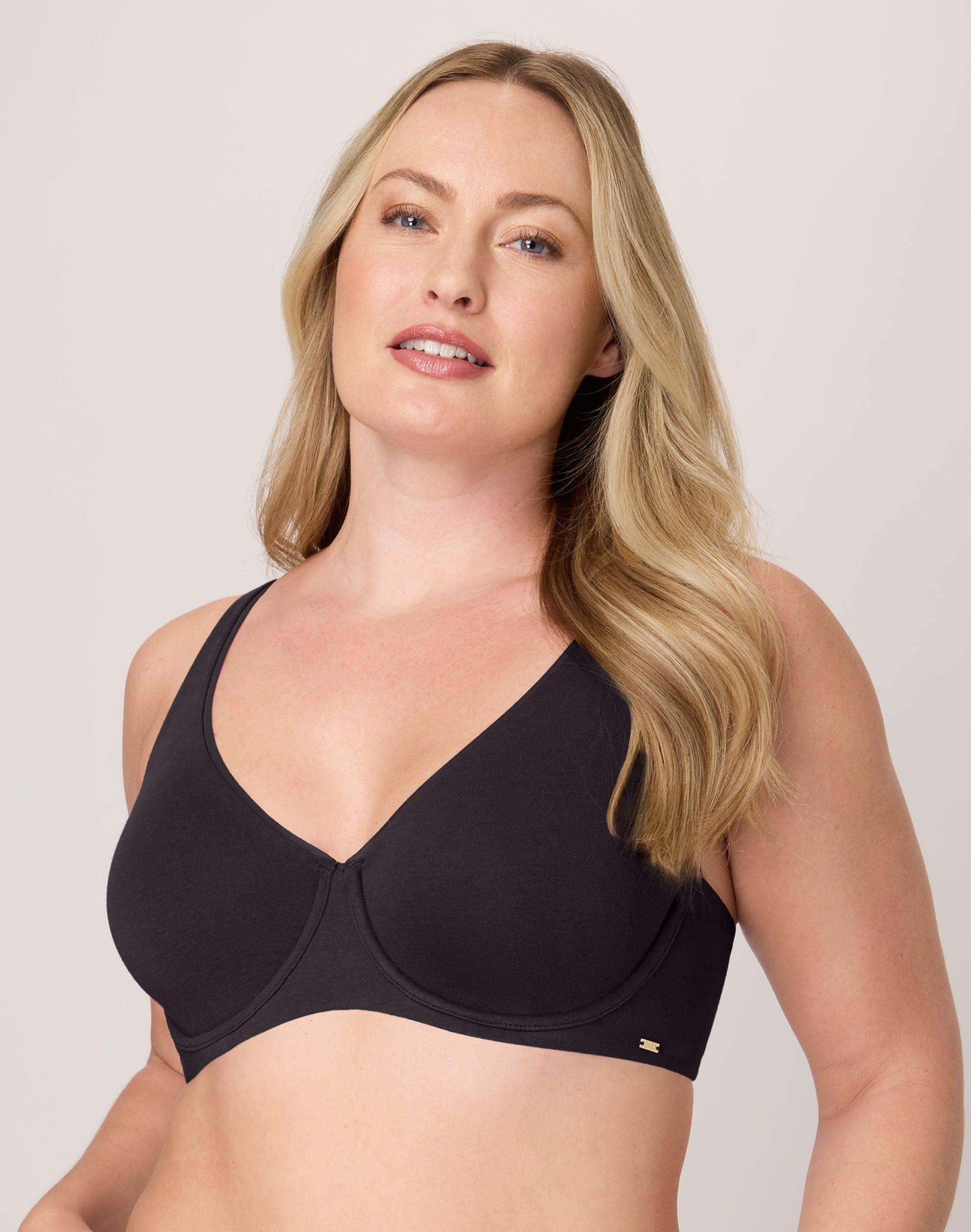bali cotton collection 2-ply underwire bra black 34c