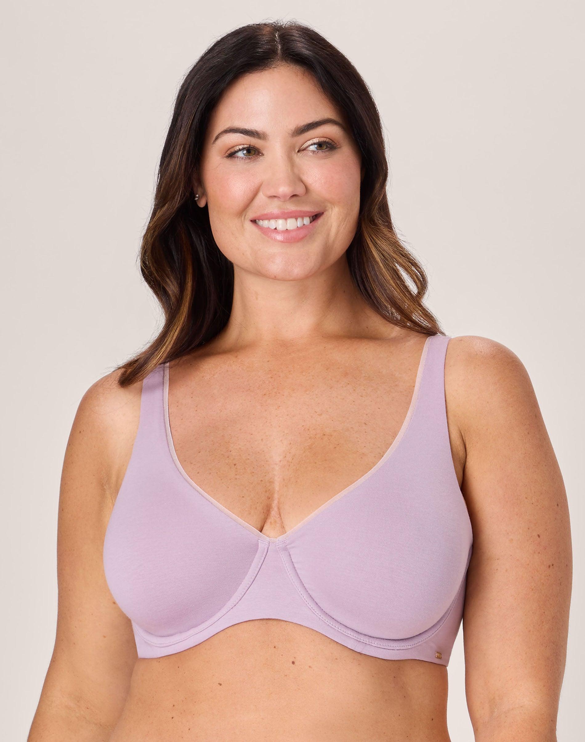 bali cotton collection 2-ply underwire bra purple mauve 36c