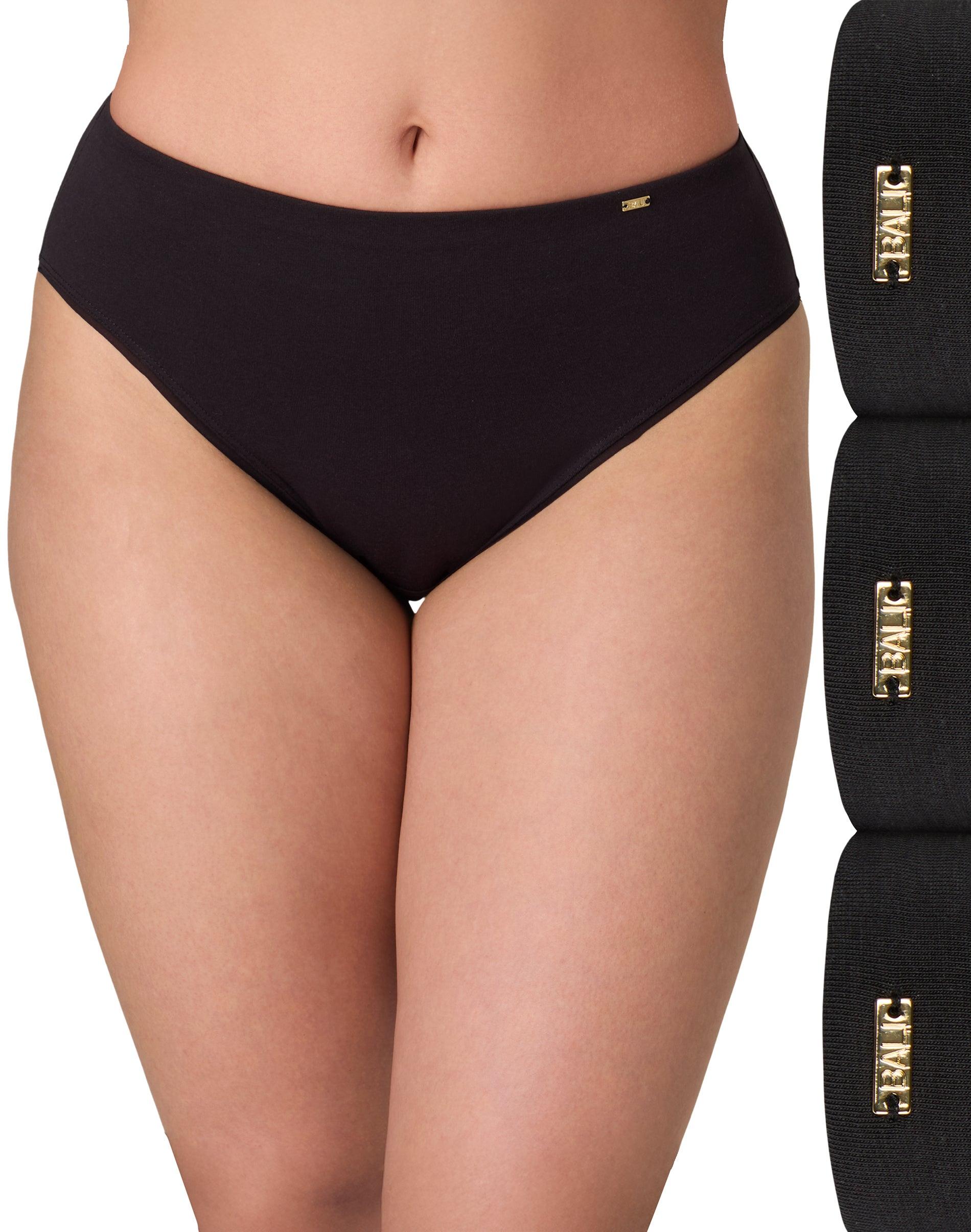bali cotton collection hi-cut underwear, 3-pack black 5 women's