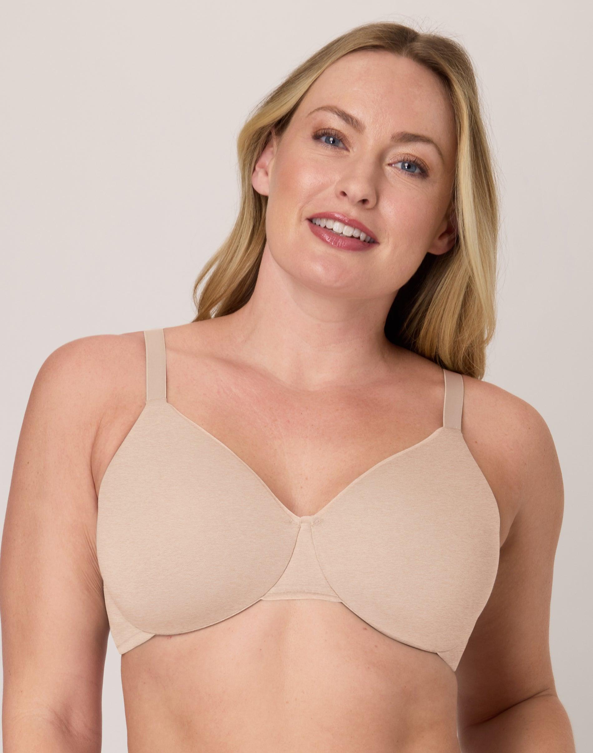 bali cotton collection underwire t-shirt bra tropical sands heather 34c