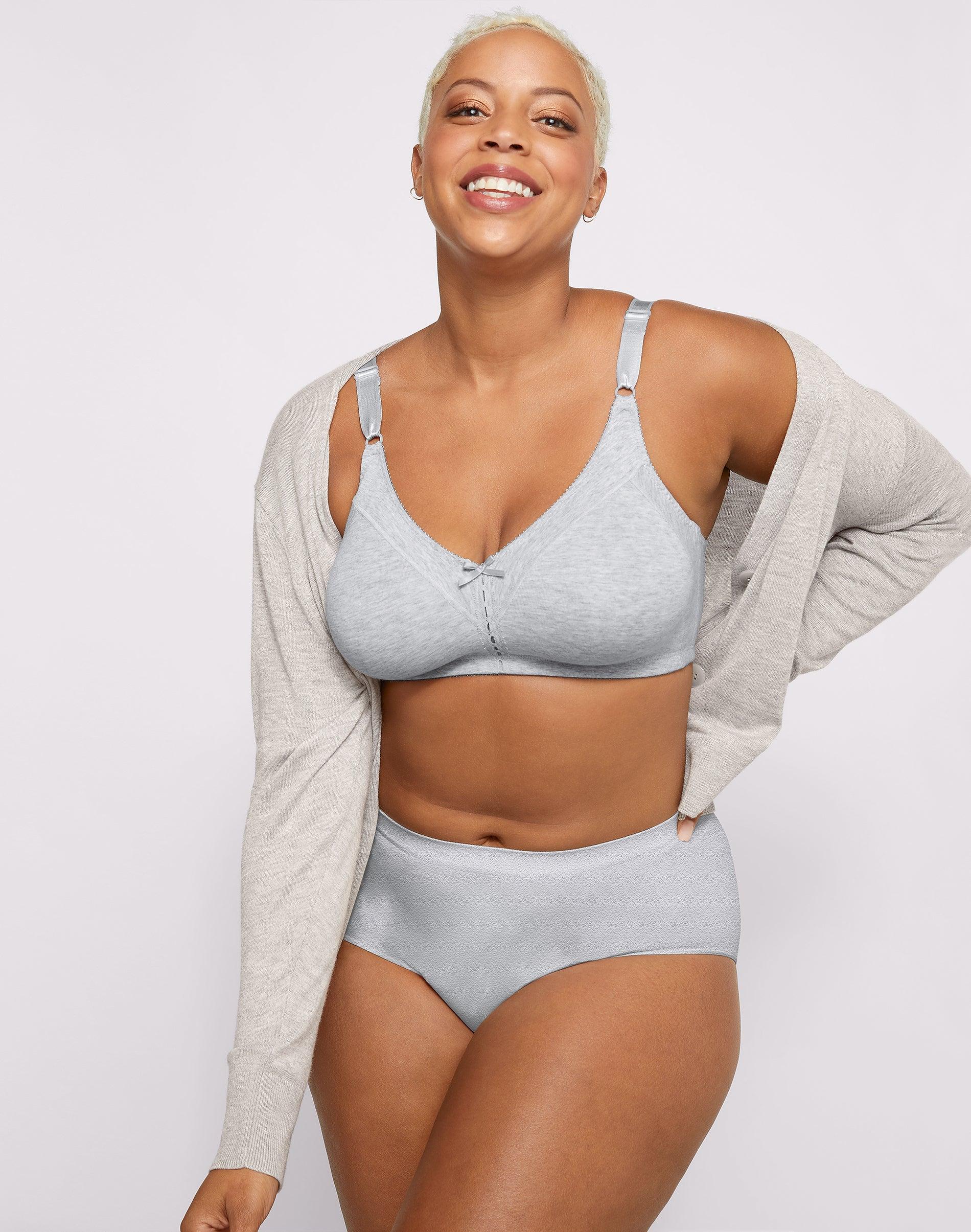 bali double support cotton blend wireless bra heather grey 34b