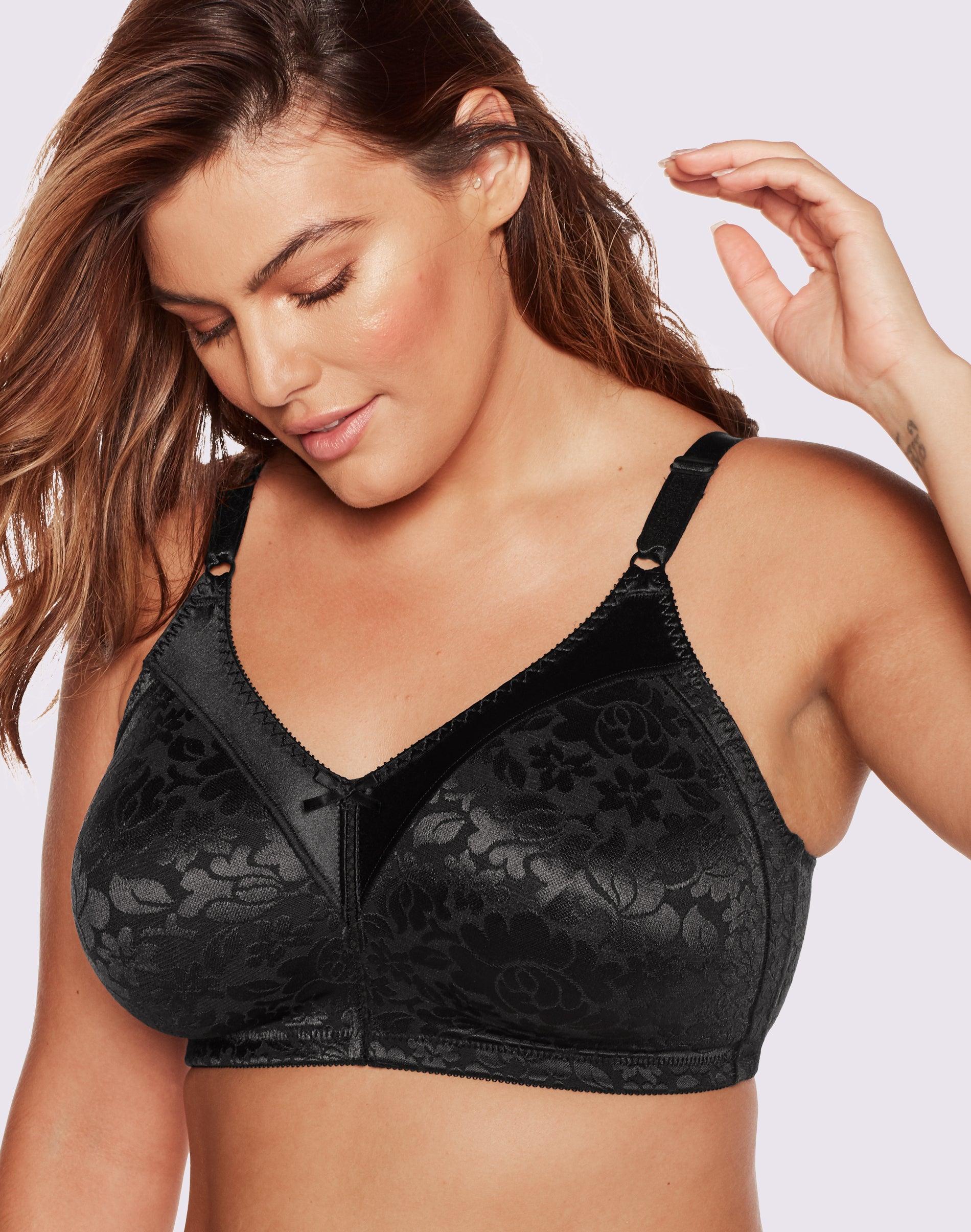 bali double support lace wireless bra black 34b