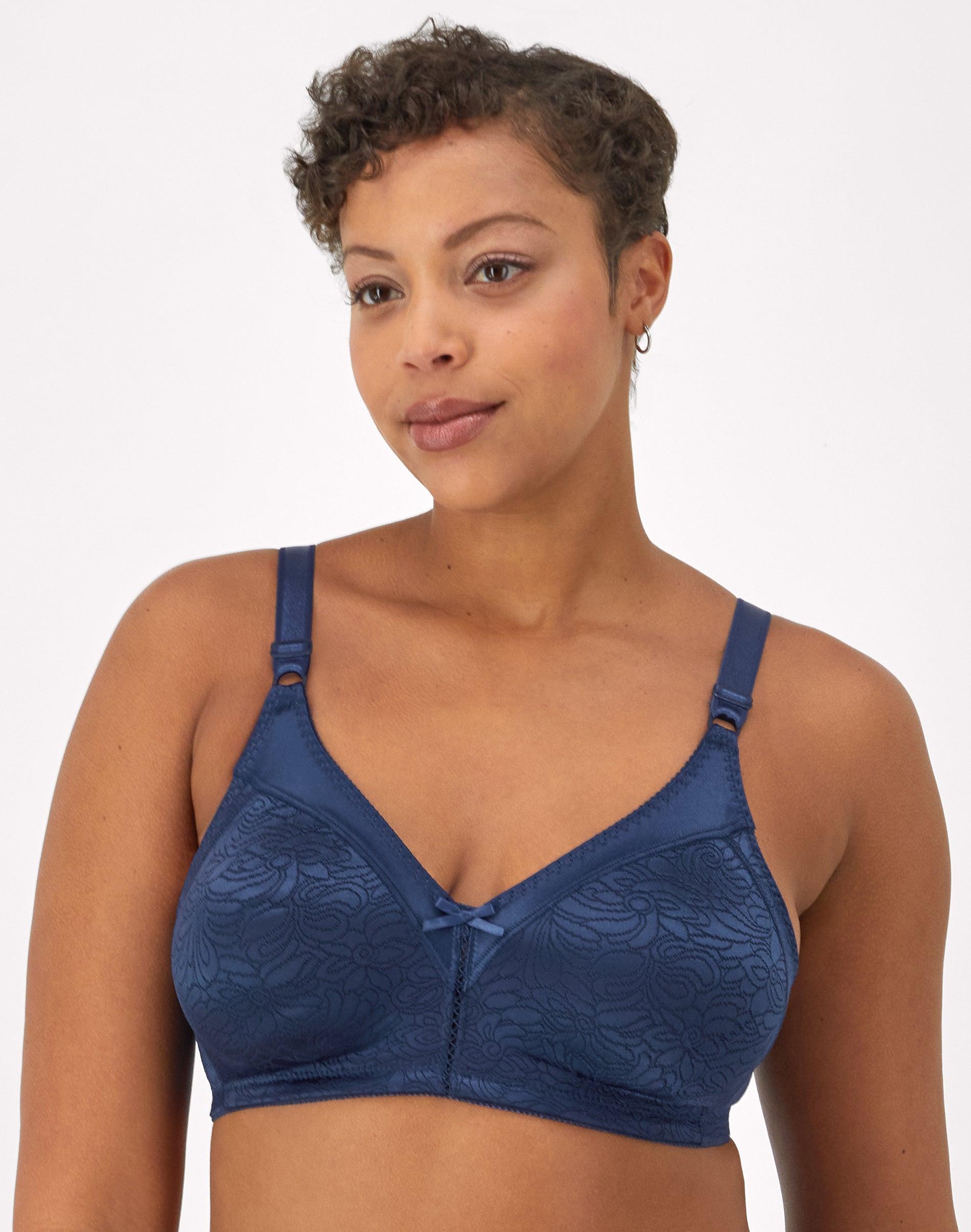 bali double support lace wireless bra in the navy 34b