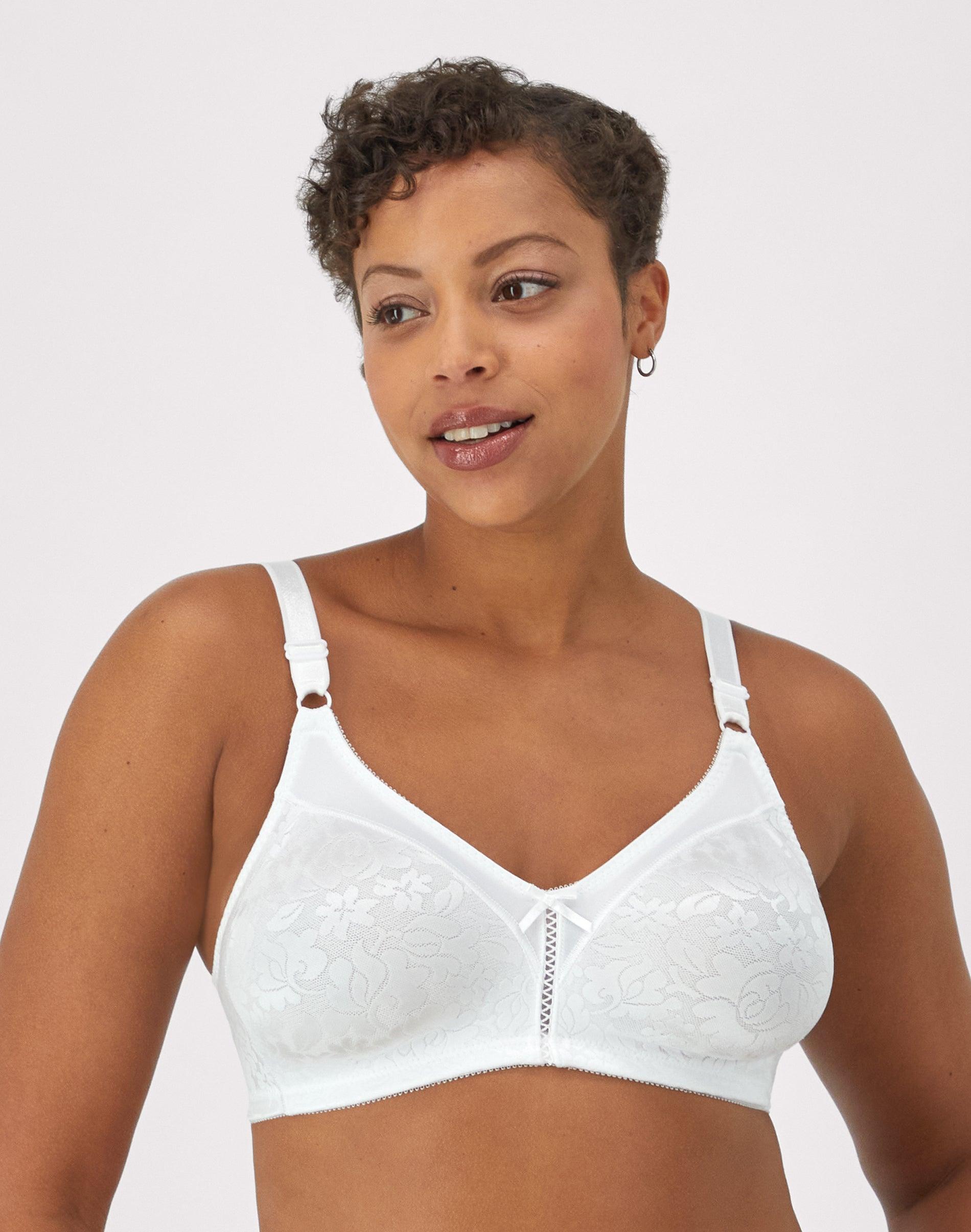 bali double support lace wireless bra white 34b women's