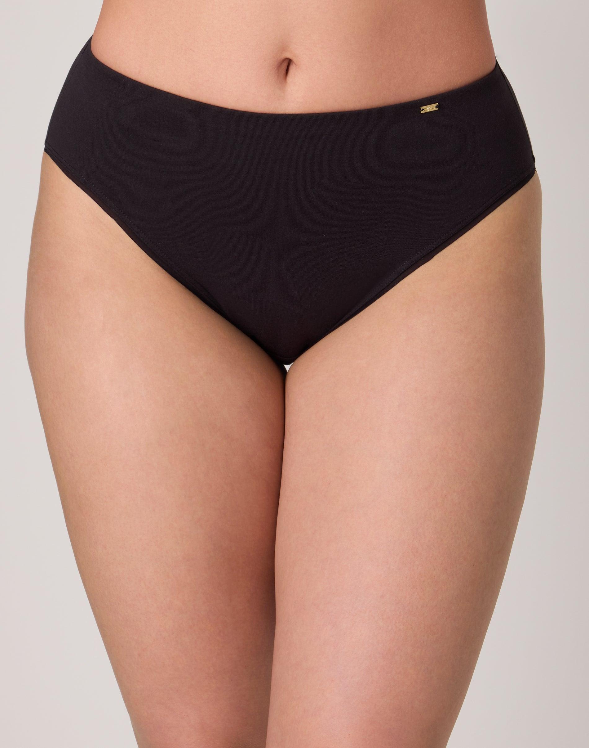 bali lux cotton essentials hi-cut underwear black 5 women's