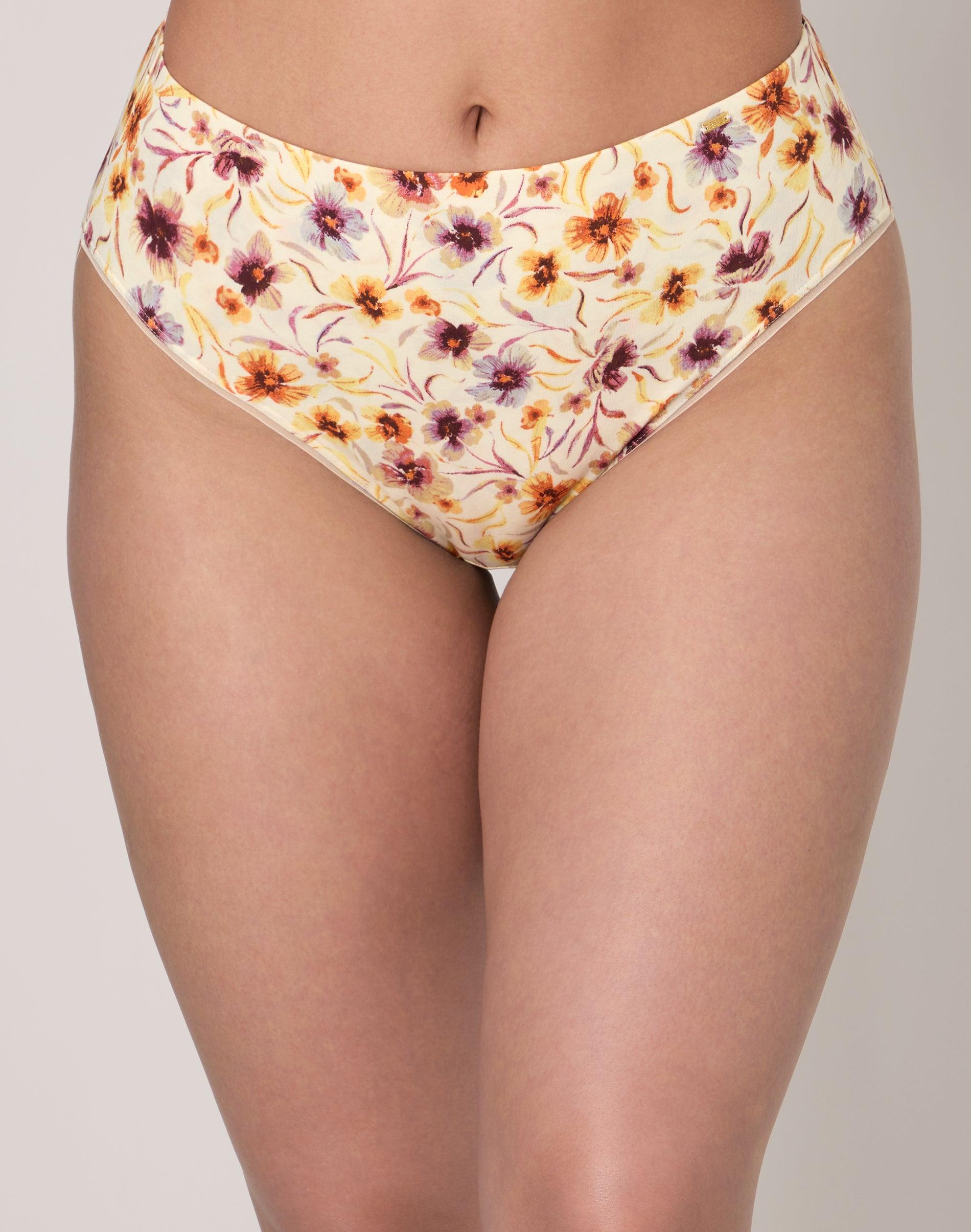 bali lux cotton essentials hi-cut underwear desert poppy print 5 women's