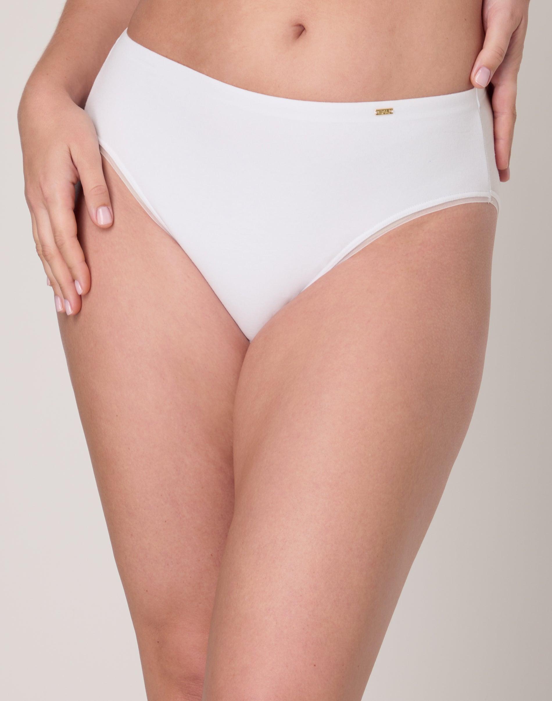 bali lux cotton essentials hi-cut underwear white 5 women's