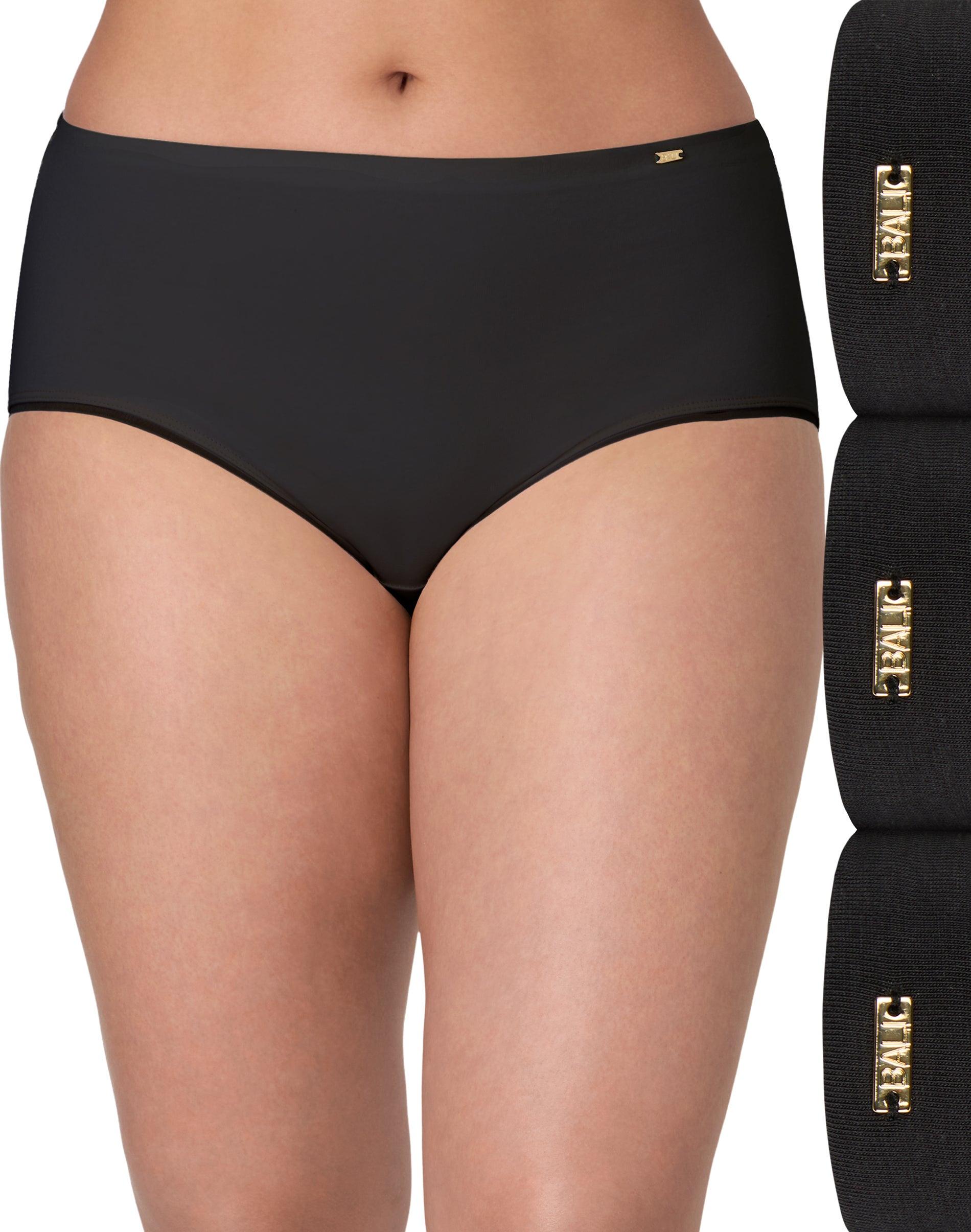 bali lux cotton essentials hipster underwear, 3-pack black 5 women's