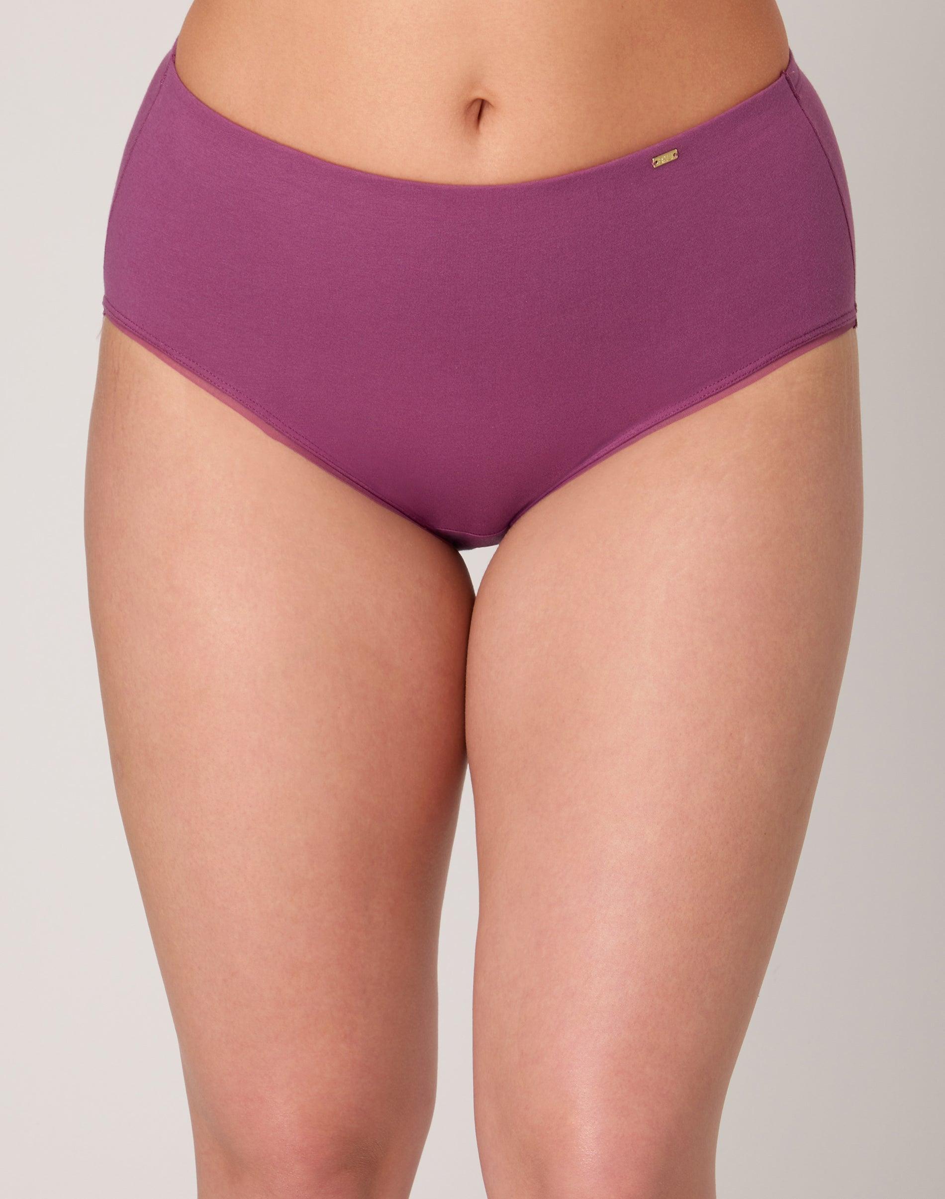 bali lux underwear brief, light tummy support, cotton essentials, moisture wicking mauve mood 5 women's