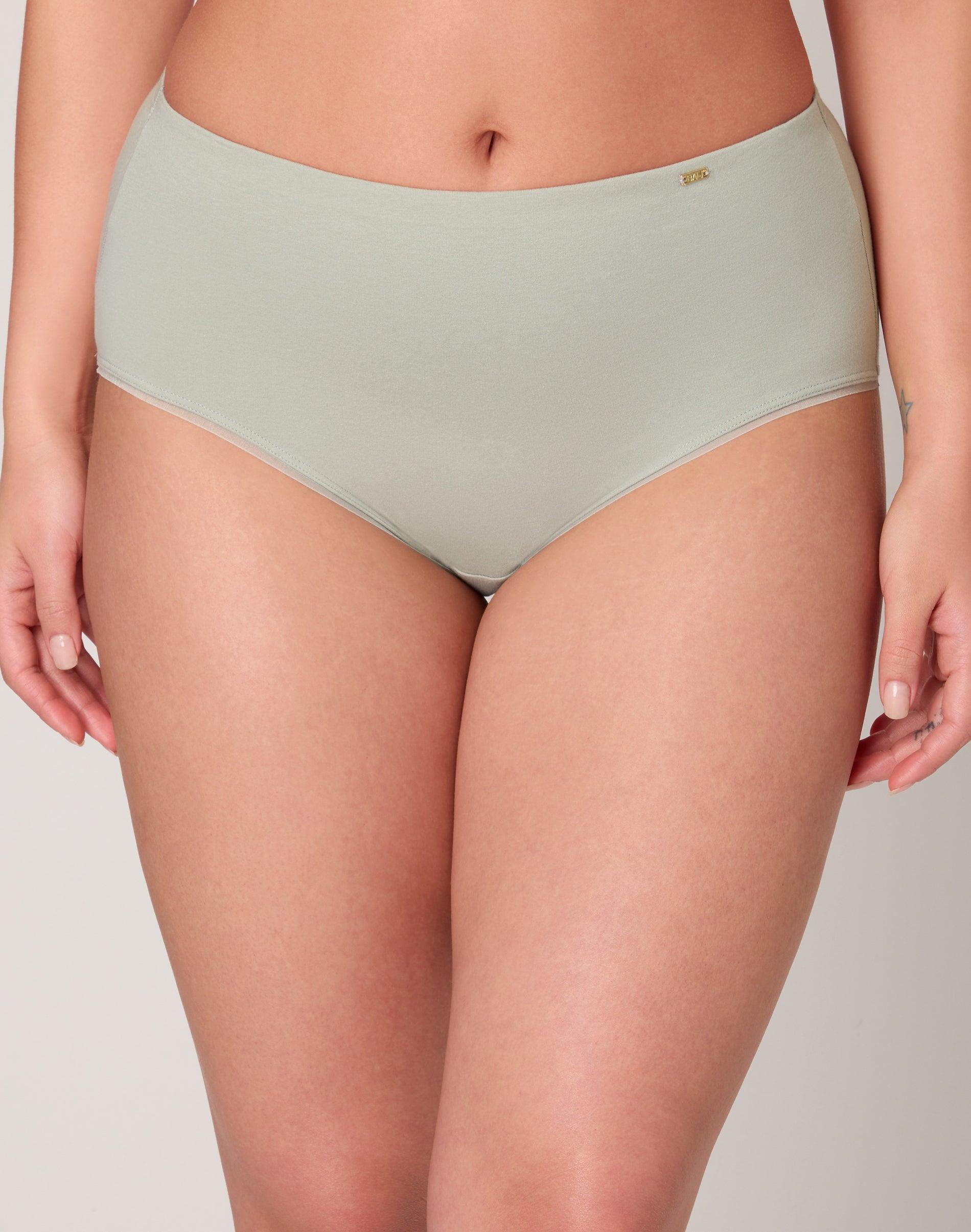 bali lux underwear brief, light tummy support, cotton essentials, moisture wicking seagrass green 5 women's