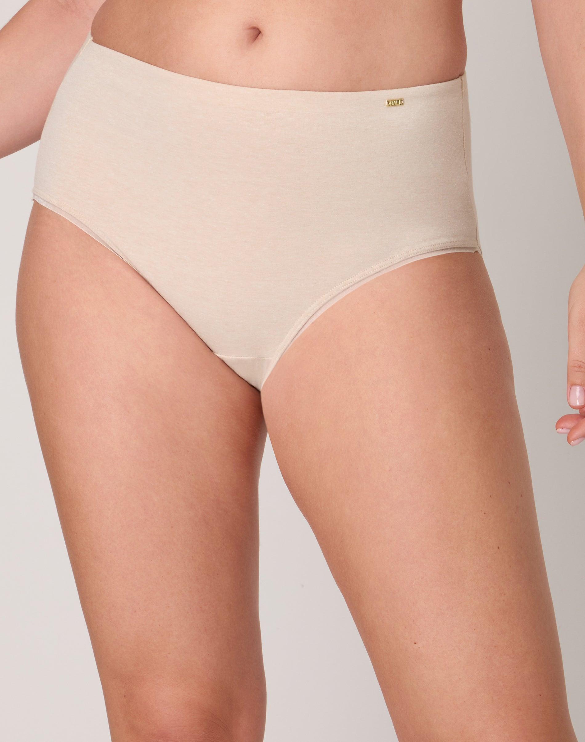 bali lux underwear brief, light tummy support, cotton essentials, moisture wicking tropical sands heather 5 women's