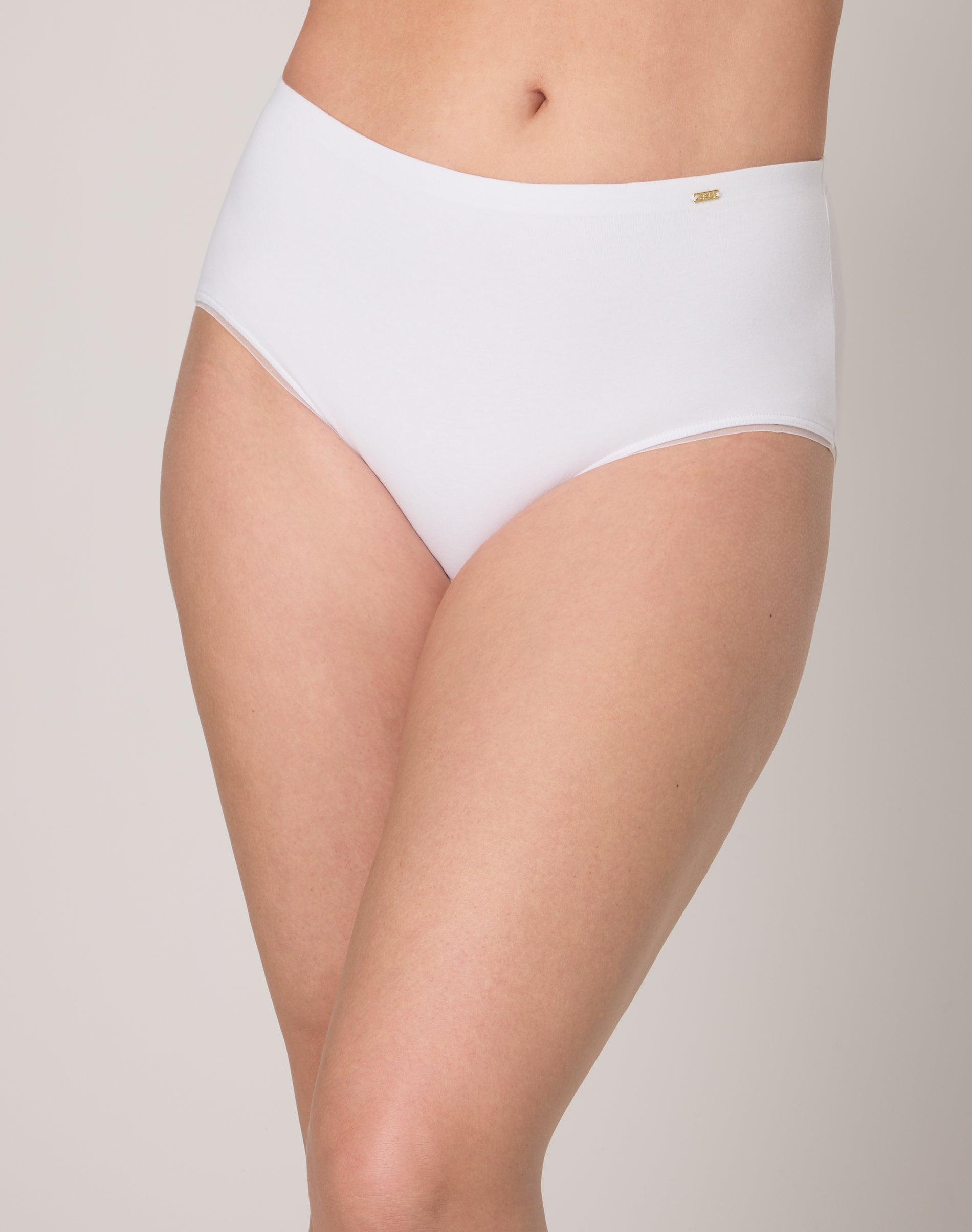 bali lux underwear brief, light tummy support, cotton essentials, moisture wicking white 5 women's