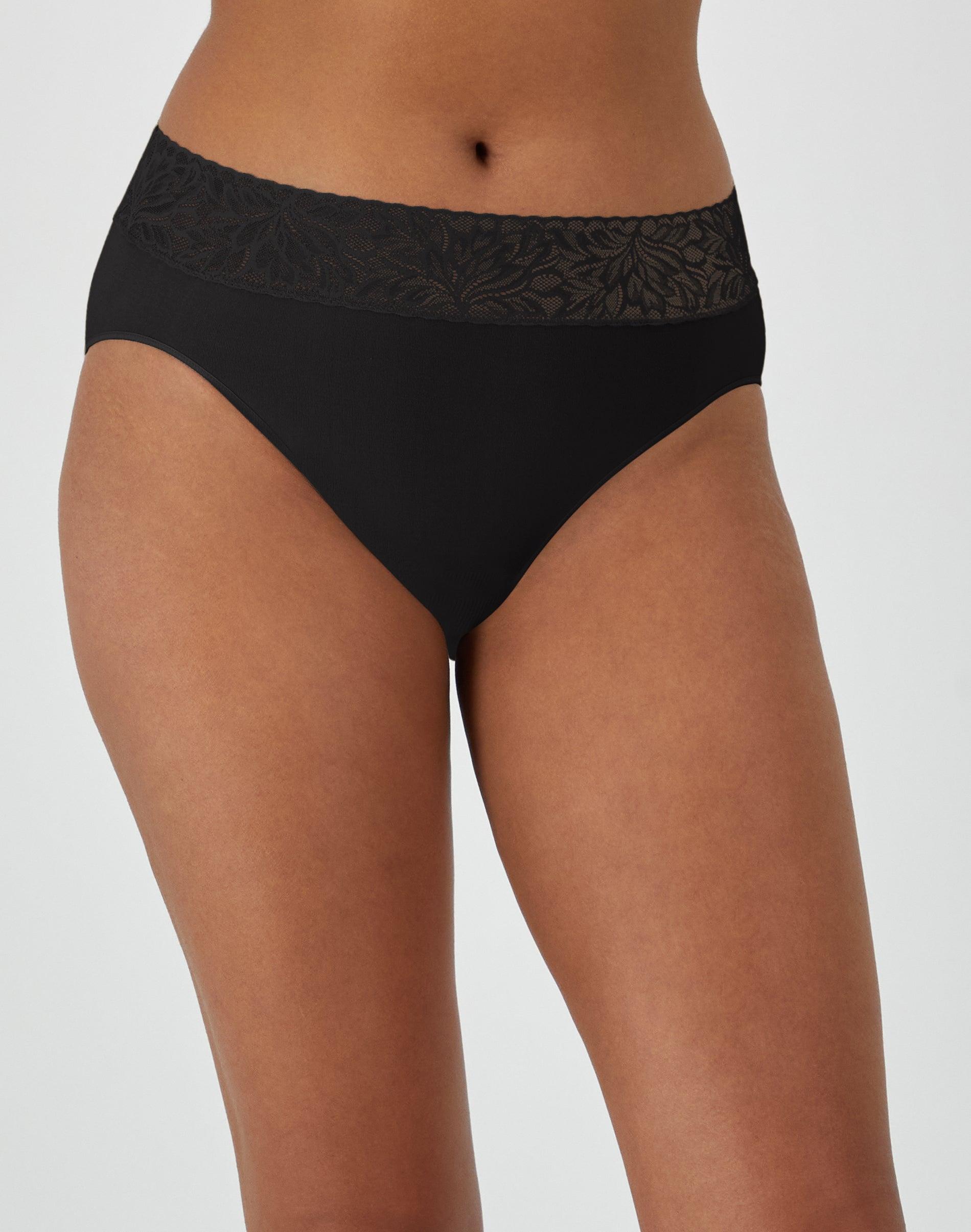 bali modern seamless lace trim hi-cut underwear black 5 women's